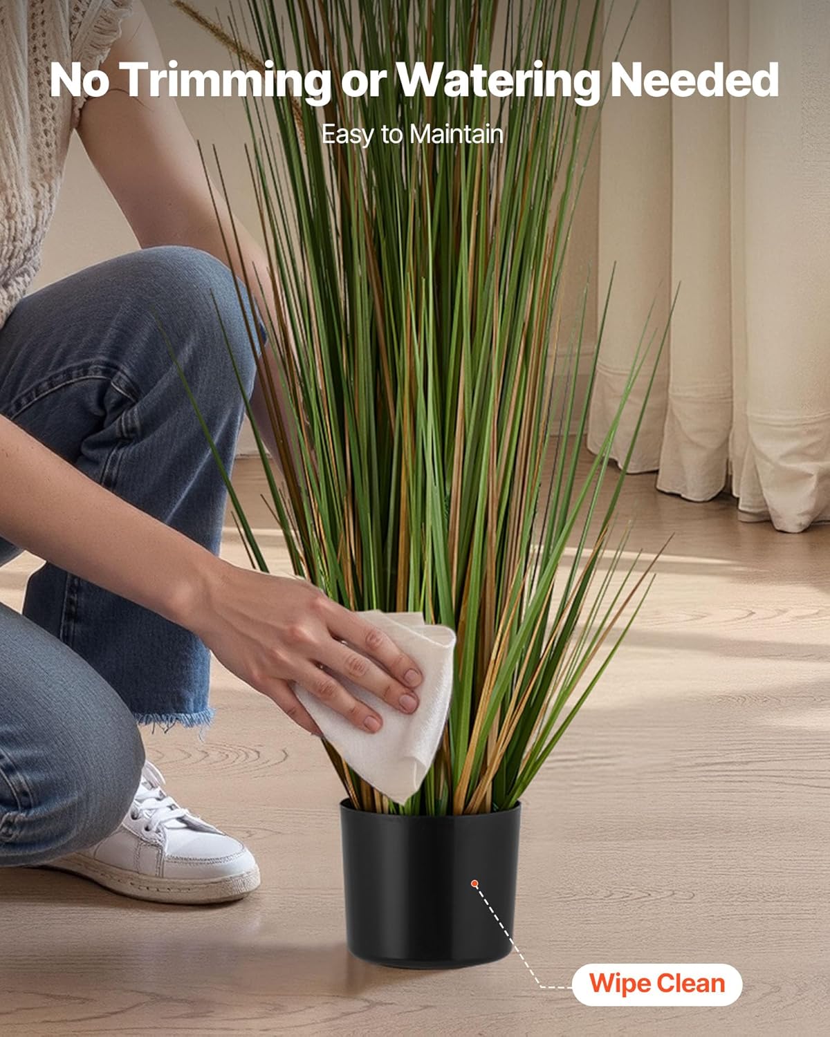 VEVOR Artificial Grass Plant, 2 Pack 47 inch Horsetail Reed Grass in Pot, Premium PVC Faux Fake Greenery Shrubs Plant for Indoor Outdoor House Home Garden Office Room Décor, Housewarming, Green
