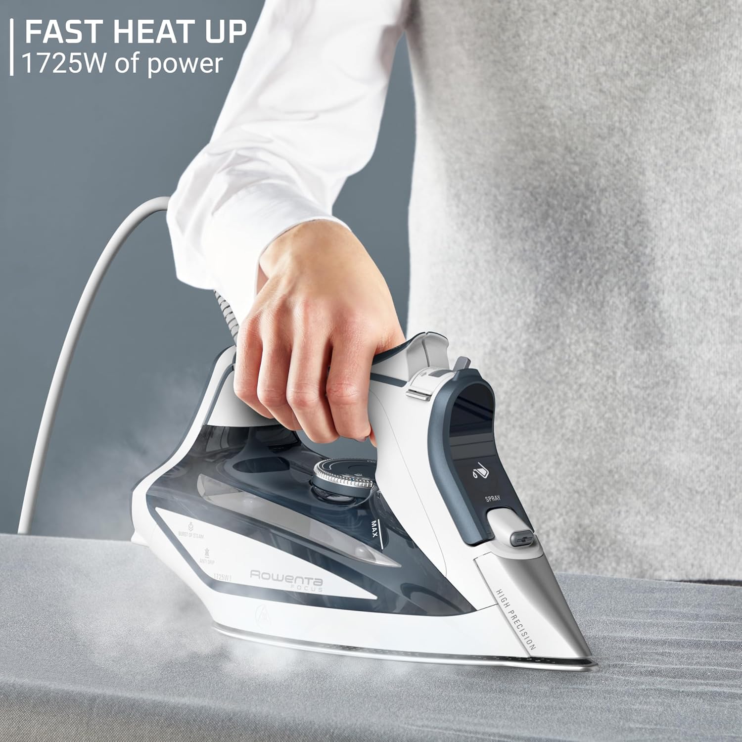 Rowenta Focus Excel Steam Iron for Clothes, Anti-Drip Protection, Iron