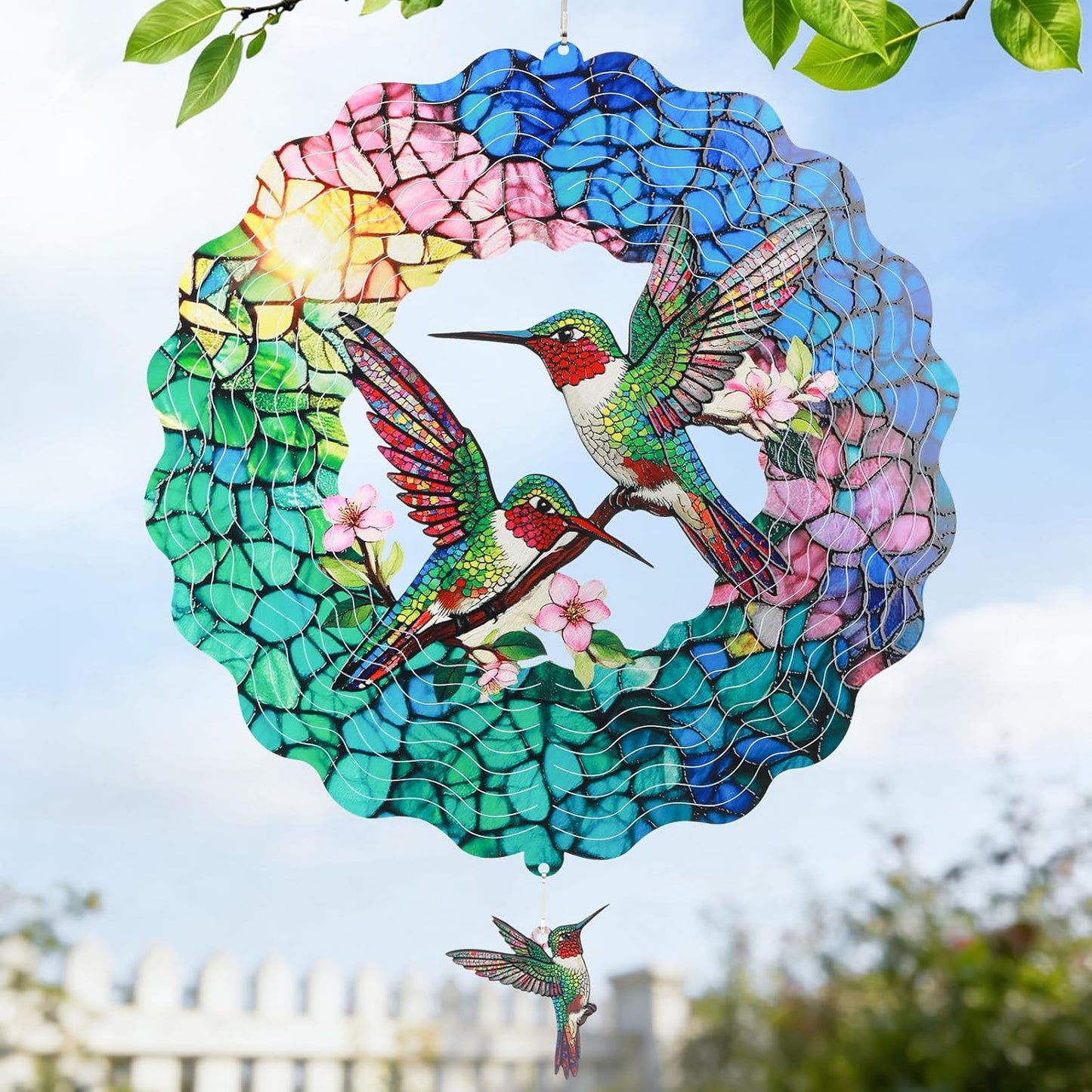 Wind Spinners Outdoor for Easter Day Gift, IDEA SHOW 12In Stainless Steel Wind Spinners Outside, 3D Kinetic Hanging Sculpture, Metal Garden Decor Ornaments for Yard Art, Women