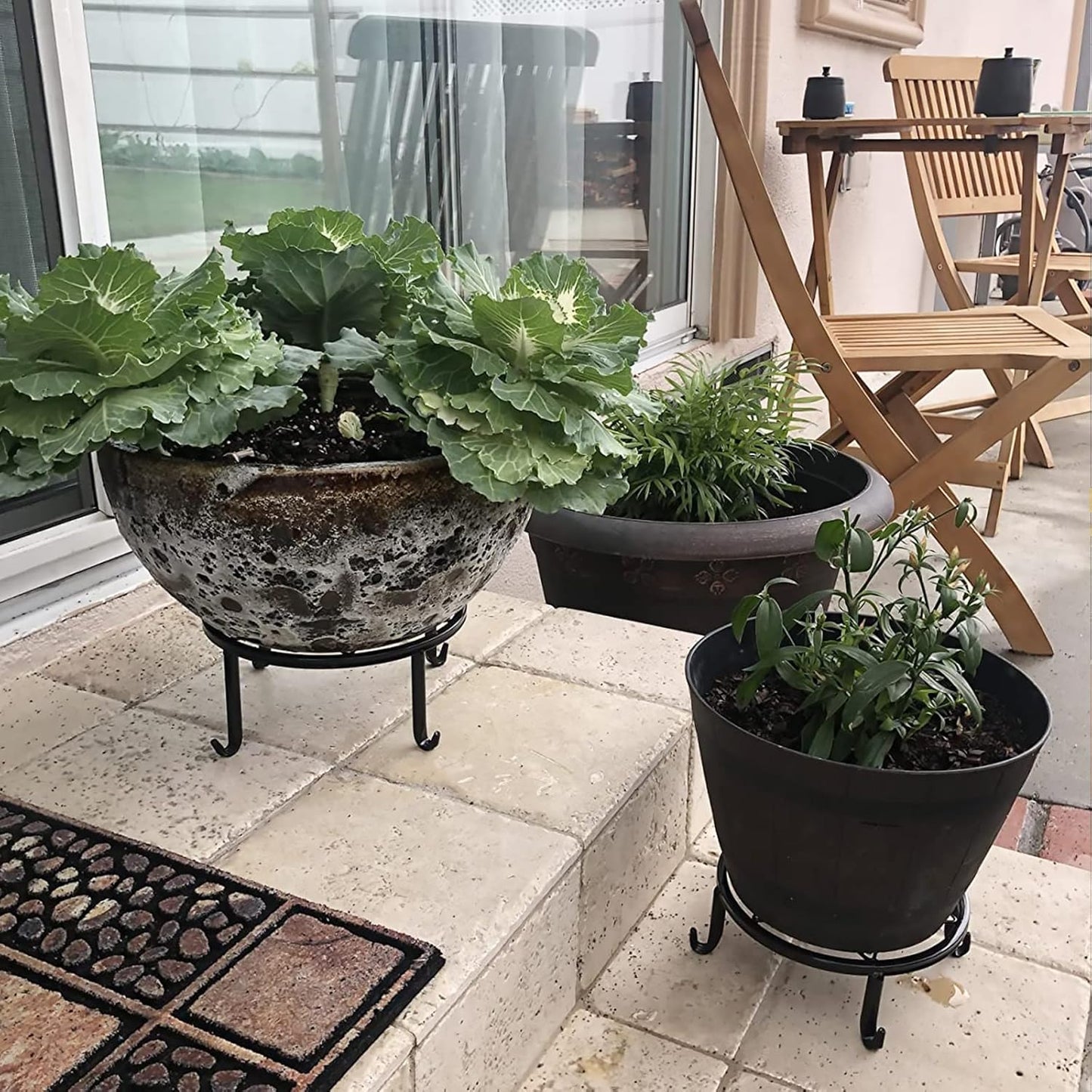 4 Pack Black Metal Potted Plant Stand for Indoor and Outdoor Plants 9.