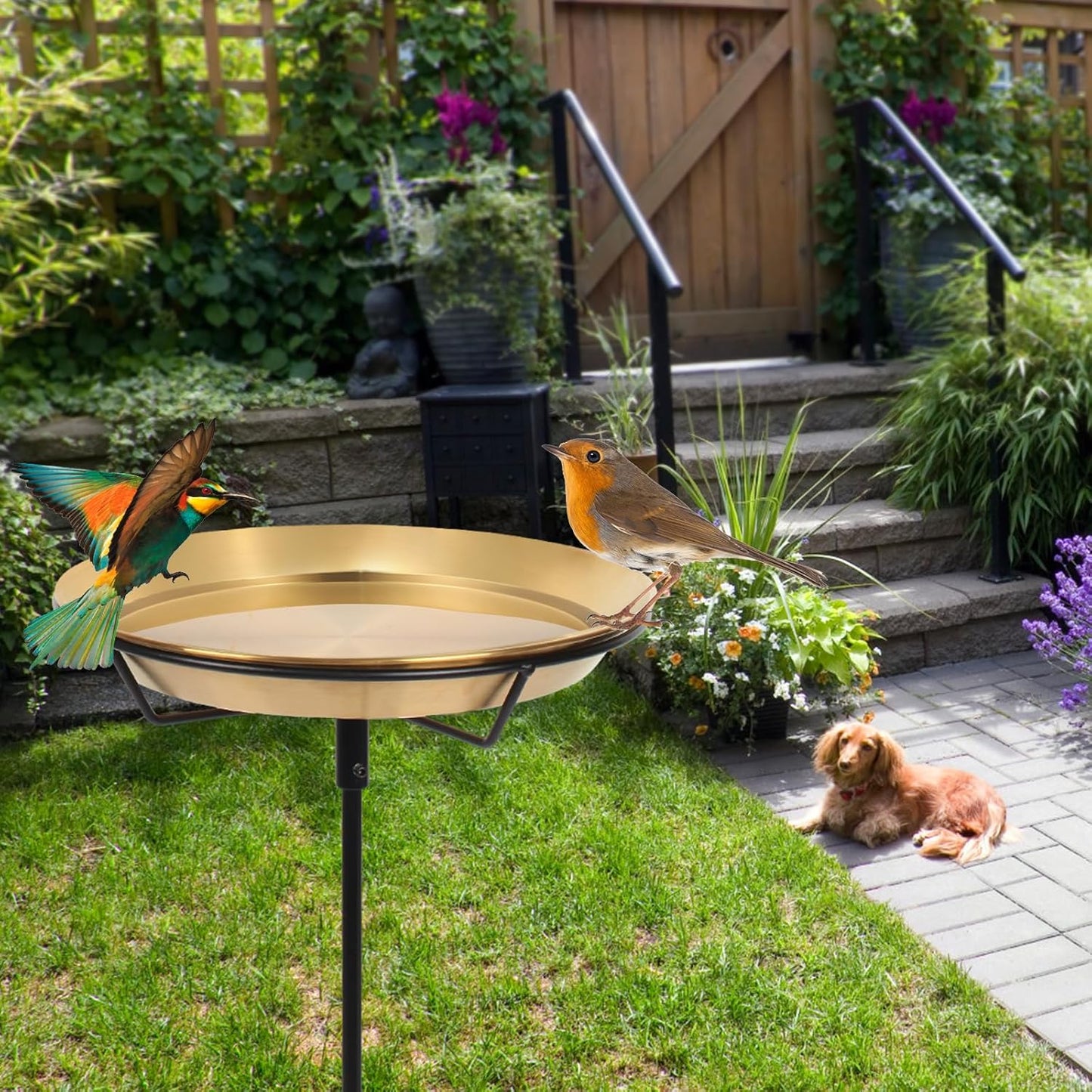 Standing Bird Bath Bird Feeder Bowl with 29.1 inch Iron Stand - Detach