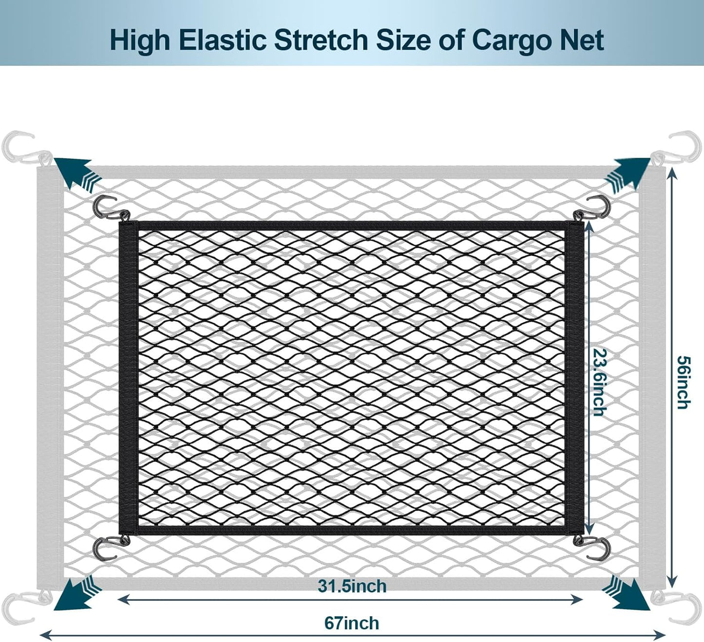 Cargo Net for Garden Wagon, Beach Cart Elastic Heavy Duty Cover Nets with ABS Hook for Folding Wagon, Trolley Cart, Accessories 31.6 X 21.5 inches