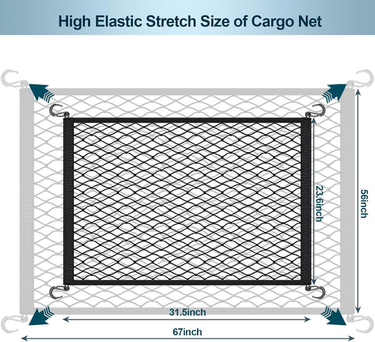 Cargo Net for Garden Wagon, Beach Cart Elastic Heavy Duty Cover Nets with ABS Hook for Folding Wagon, Trolley Cart, Accessories 31.6 X 21.5 inches