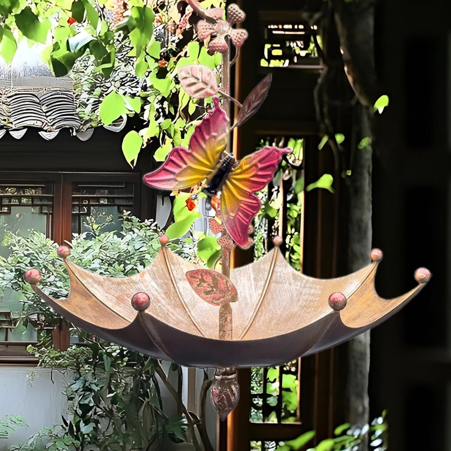 Hummingbird Hanging Feeder Tray, Decorative Outdoor Bird Feedes, Umbrella-Style Feeding Dish, Cute Garden Accessory with Spill-Proof Design, Bird Feeder with Modern Style, Ideal for Backyard Deck