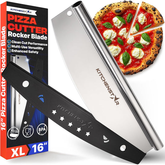 KitchenStar 16-Inch Pizza Cutter Rocker Blade - Sharp Stainless Steel 
