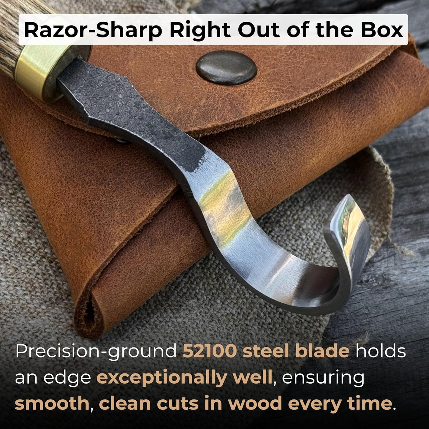 Sharky Spoon Carving Hook Knife 1.2 in (3 cm) – Curved Wood Carving Kn