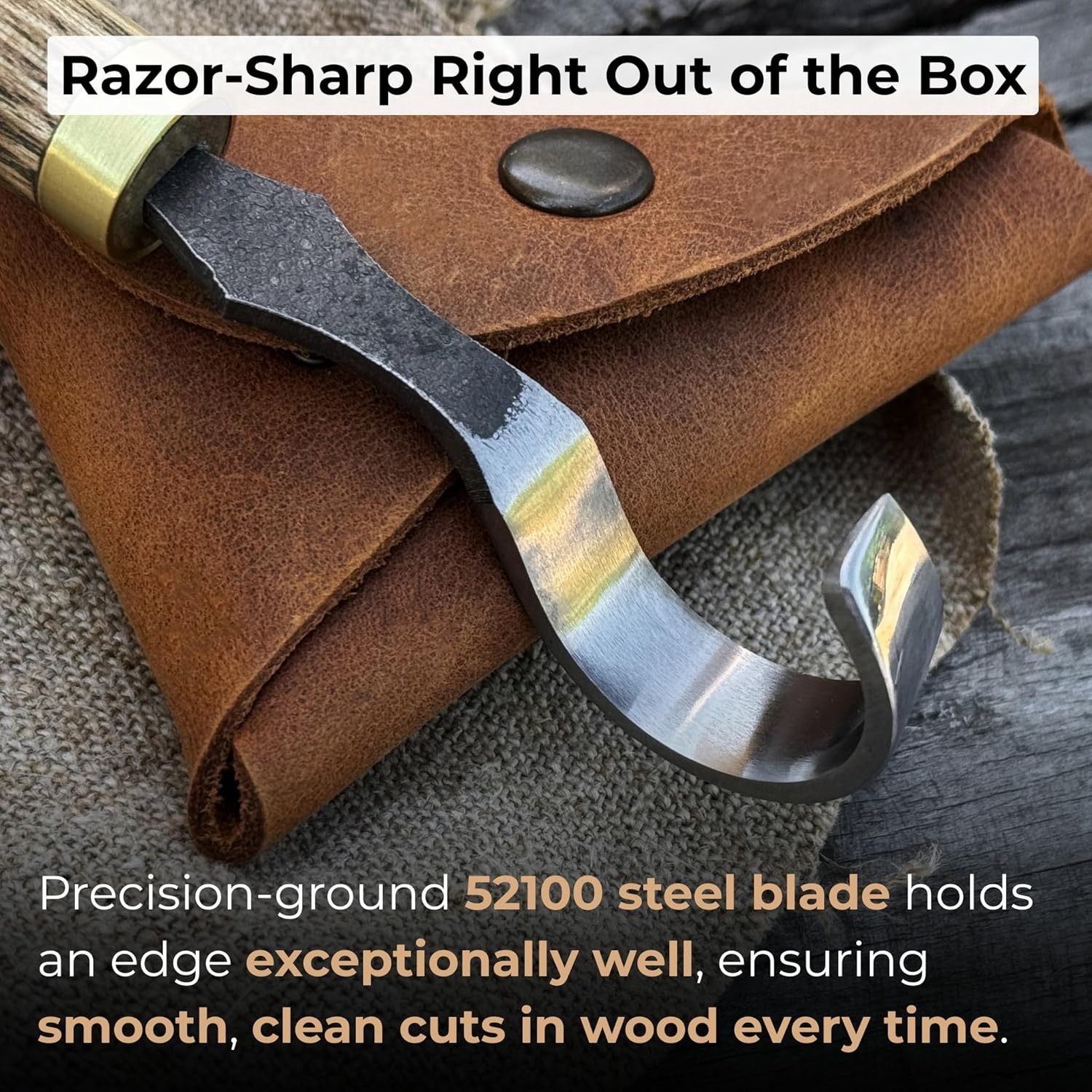 Sharky Spoon Carving Hook Knife 1.2 in (3 cm) – Curved Wood Carving Kn