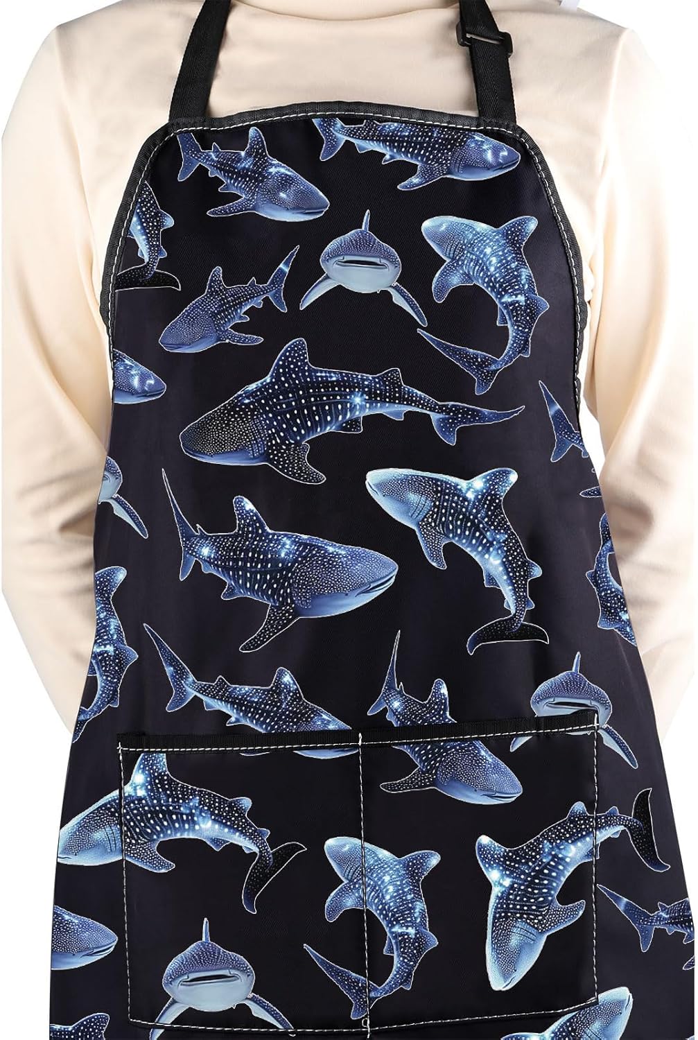 WCGXKO Whale Shark Inspired Kitchen Apron Sea Animal Motivational Gift for Whale Shark Lover