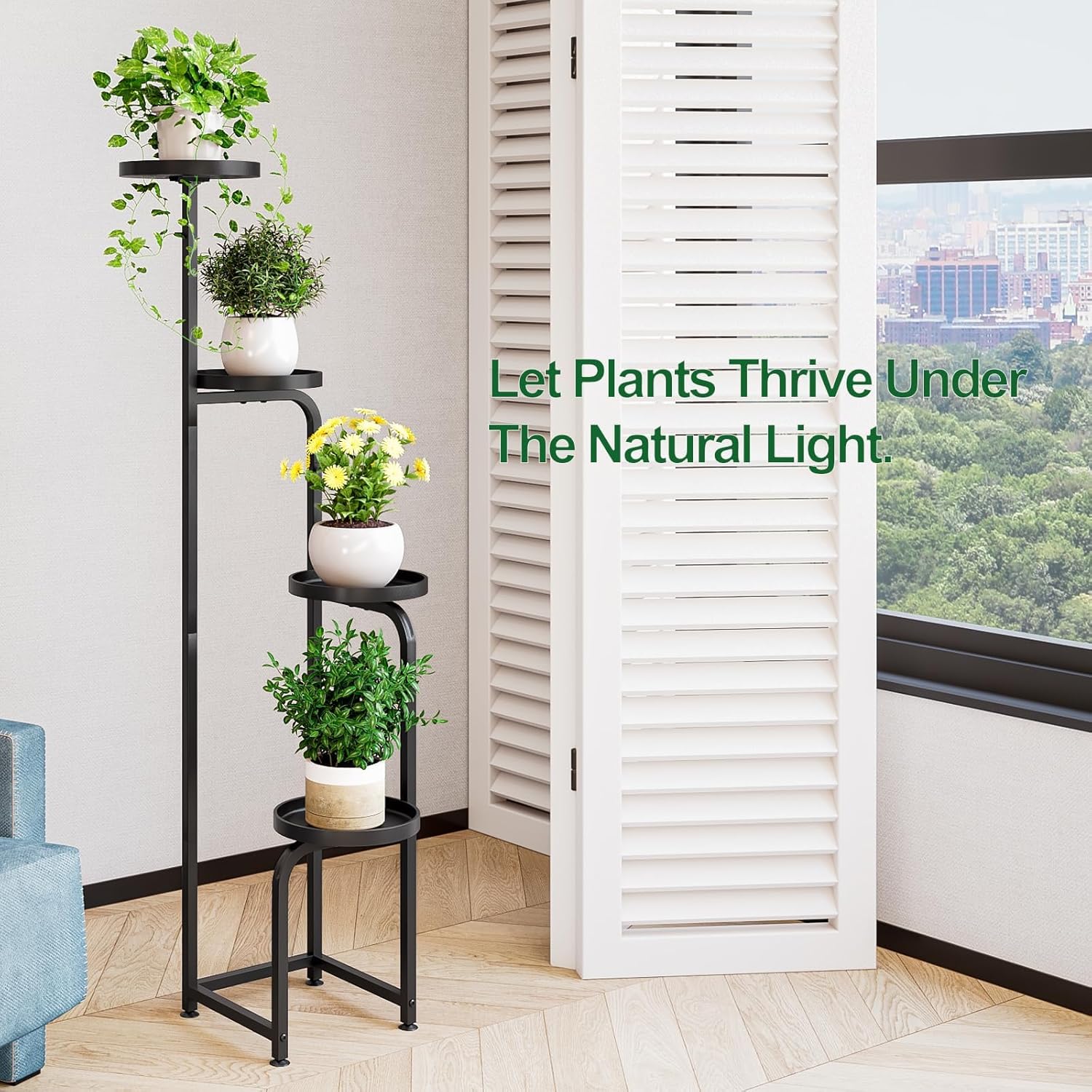 Plant Stand Indoor Outdoor 4 Tier Metal Plant Shelf for Multiple Plant