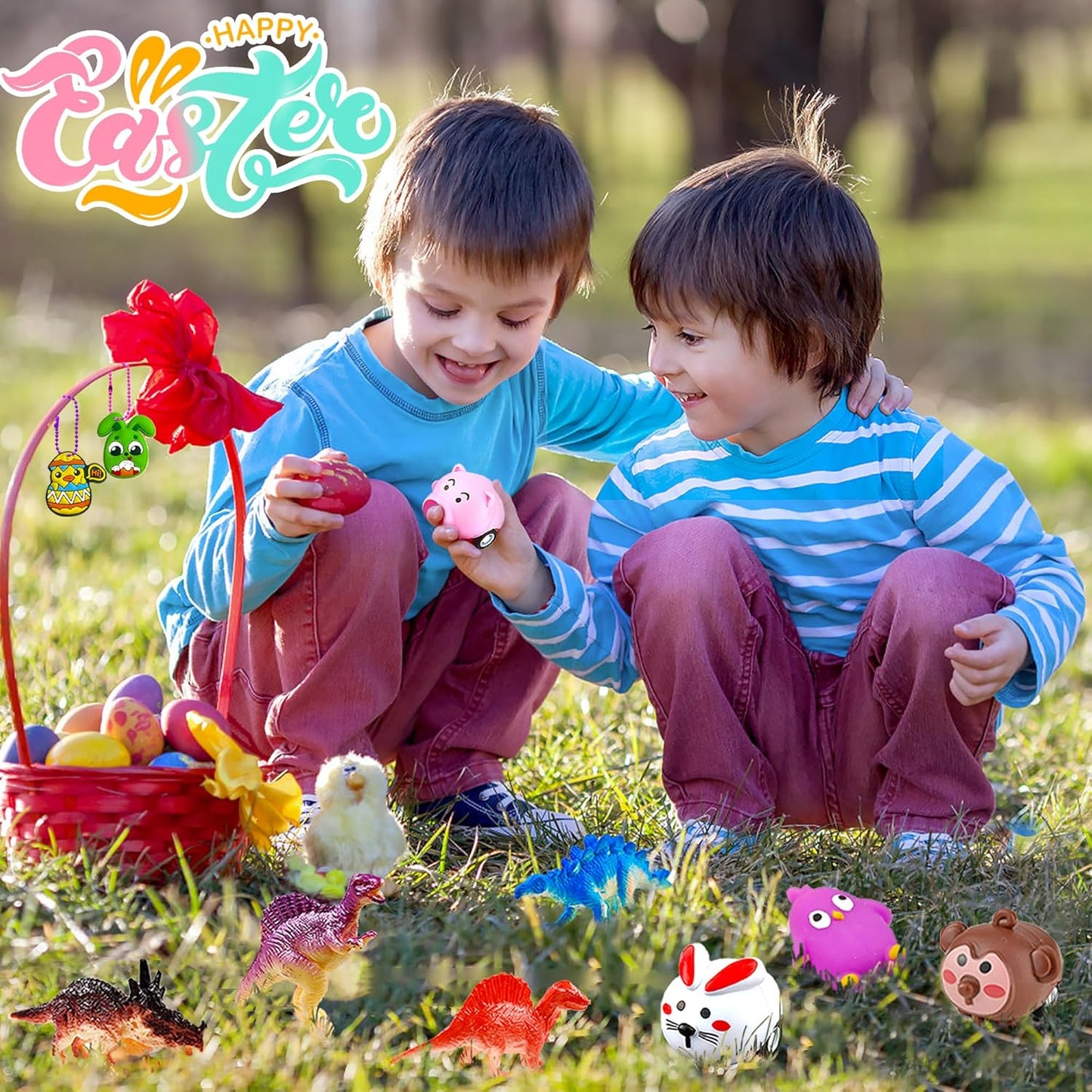 Beser 318 pcs filled Easter Eggs with Toys Easter Egg Fillers 100 pack Easter egg wtih 218 Toys inside Small Toys for Easter Eggs Filled Easter Basket Stuffers Favors for Kids Toddlers Boys Girls