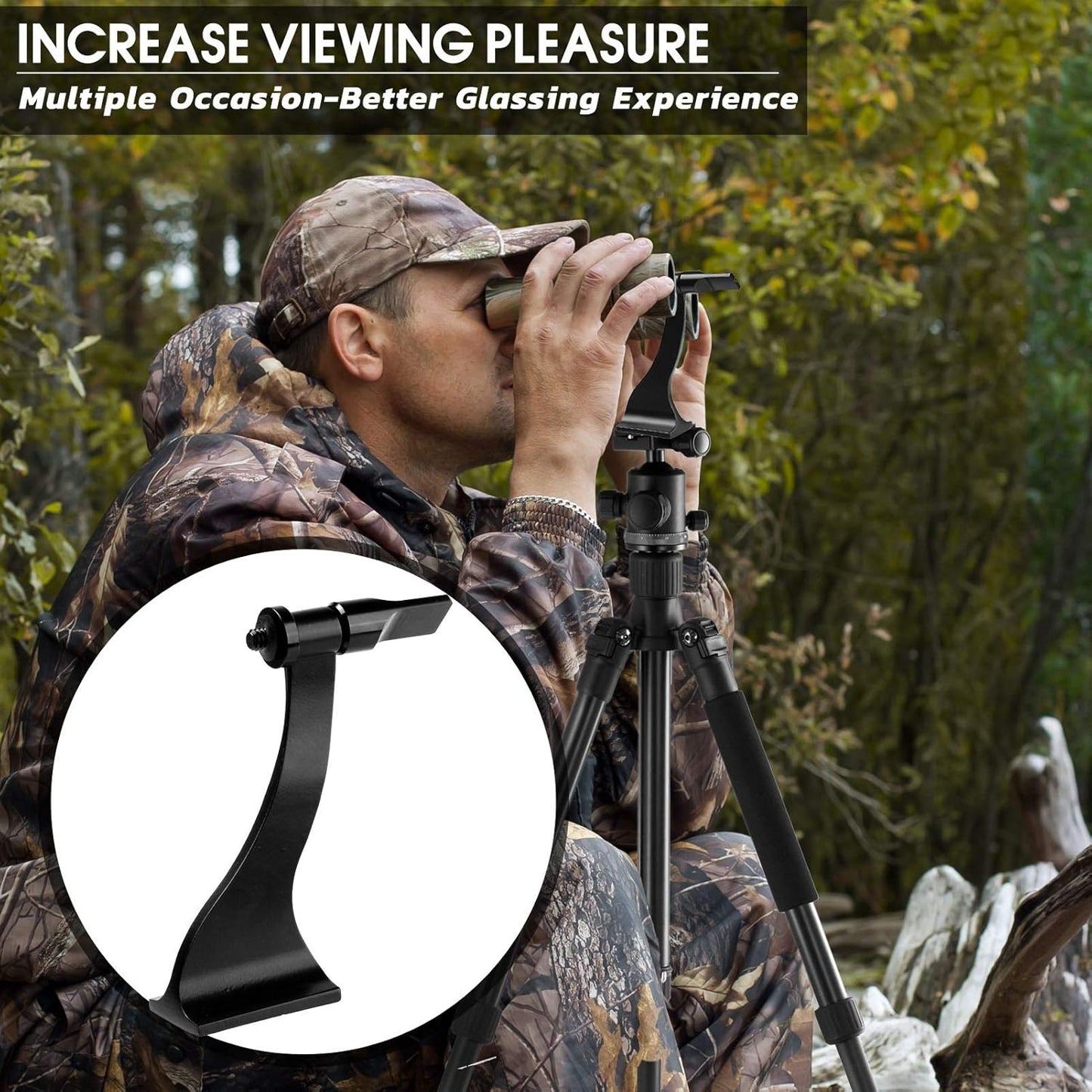 Binocular Tripod Adapter, Binocular Mount 1/4 Inch Threading Mount Aluminium,Tripod Adapter for Bird Watching, Safari Sports Events, Optics Uni-Adaptor Tripod