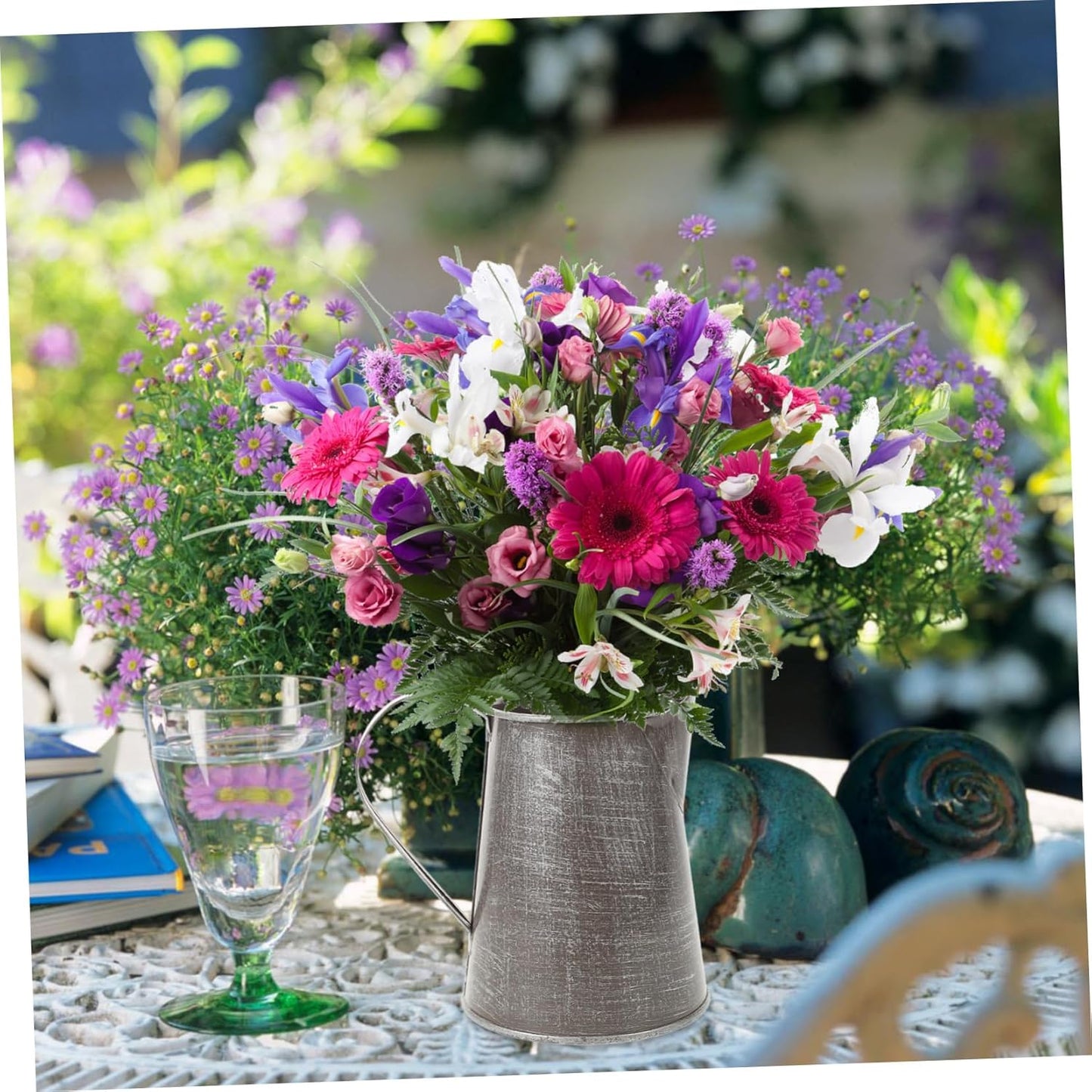 BESTOYARD Retro Iron Flower Pot Pitcher Flower Holder Home Decoration 