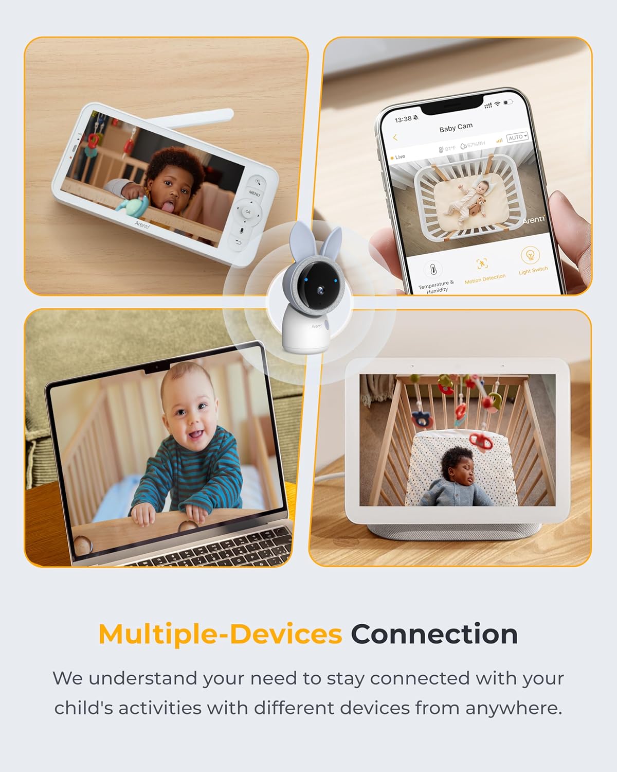 ARENTI 4MP Baby Monitor with 2 Cameras, 5" Screen Video Baby Monitor, 