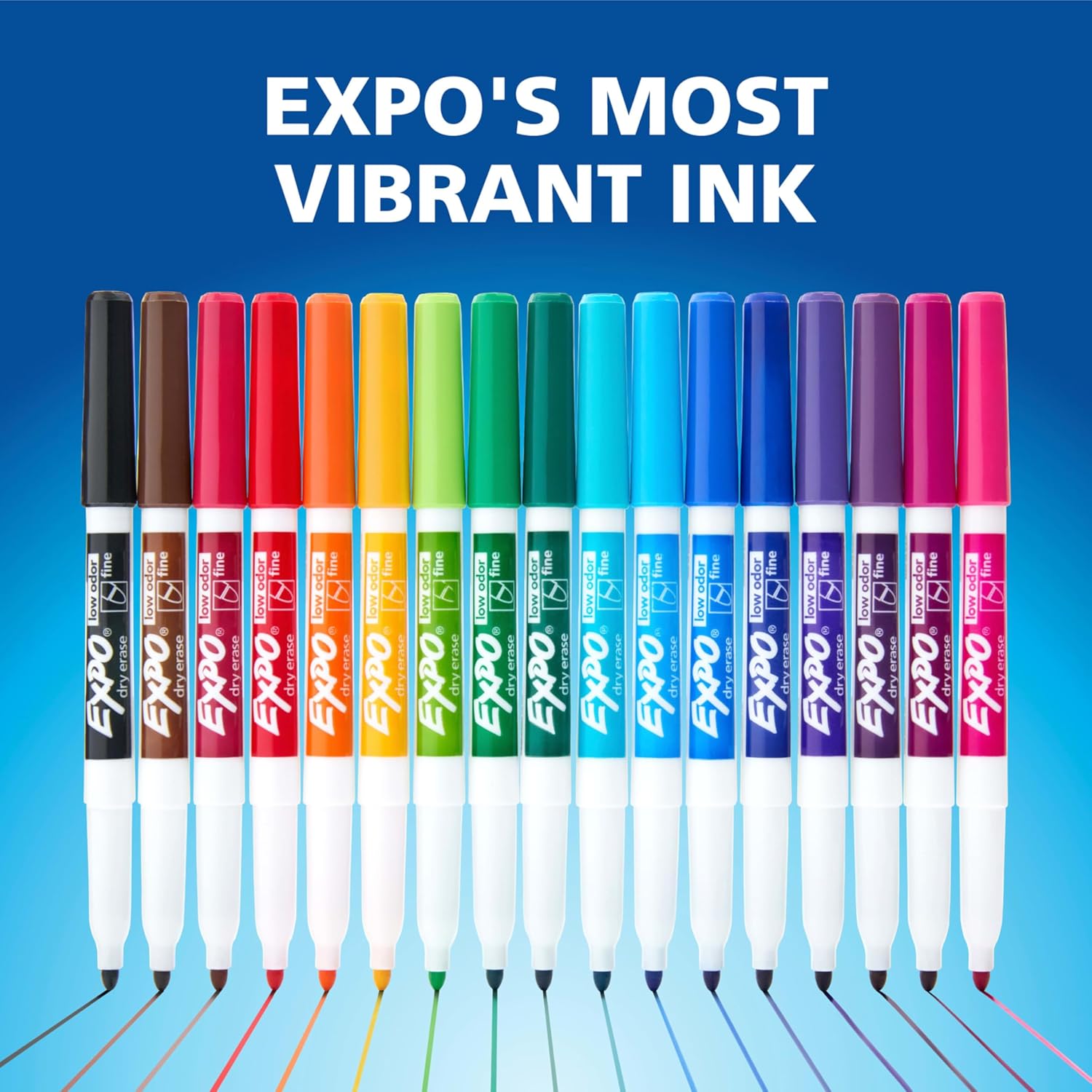 EXPO Dry Erase Markers, Low Odor Ink, Assorted Colors, Fine Tip, 21 Co