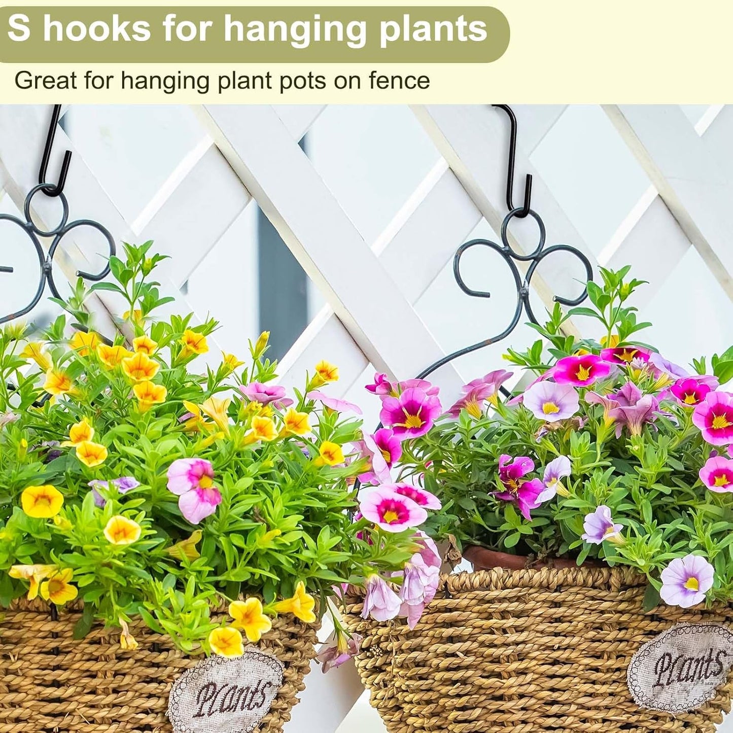 30 Pack 2.4 inches S Hooks for Hanging on Wire Shelves, Black S Shaped