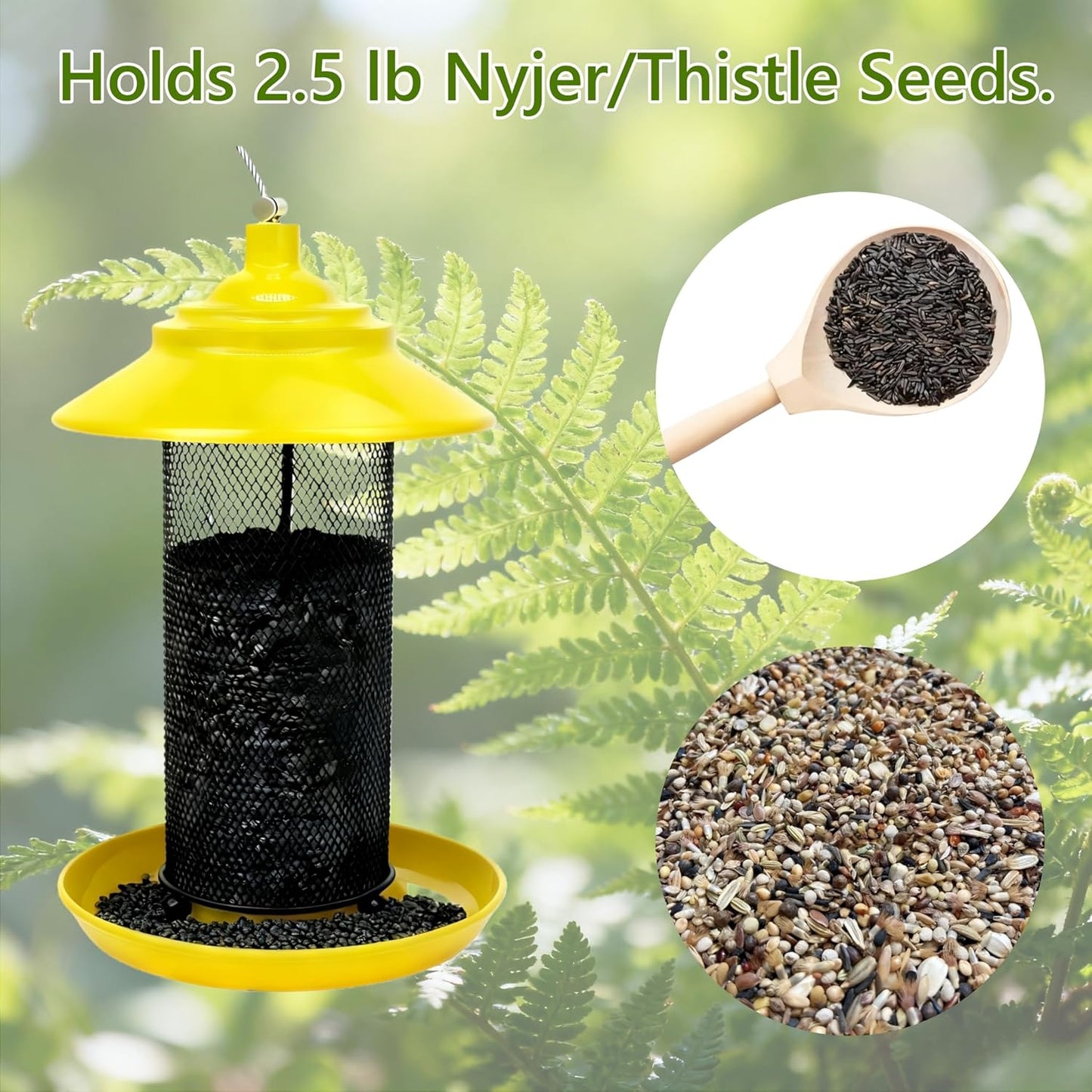 Bird Feeders for Outdoors Squirrel Proof Metal Tube Finch Feeder Bird Feeder for Nyjer/Thistle Seed for Goldfinches, Sparrows & Wild Birds