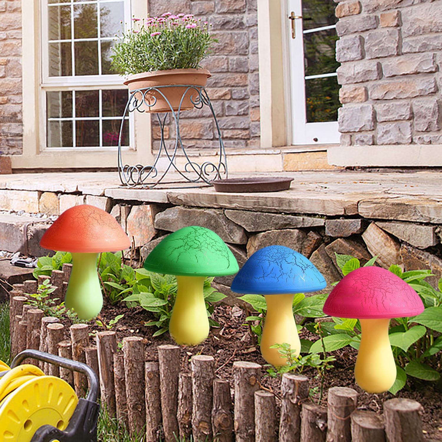 Solar Garden Decor Lights 8 Crack Mushrooms Outdoor Decor Stake Lights