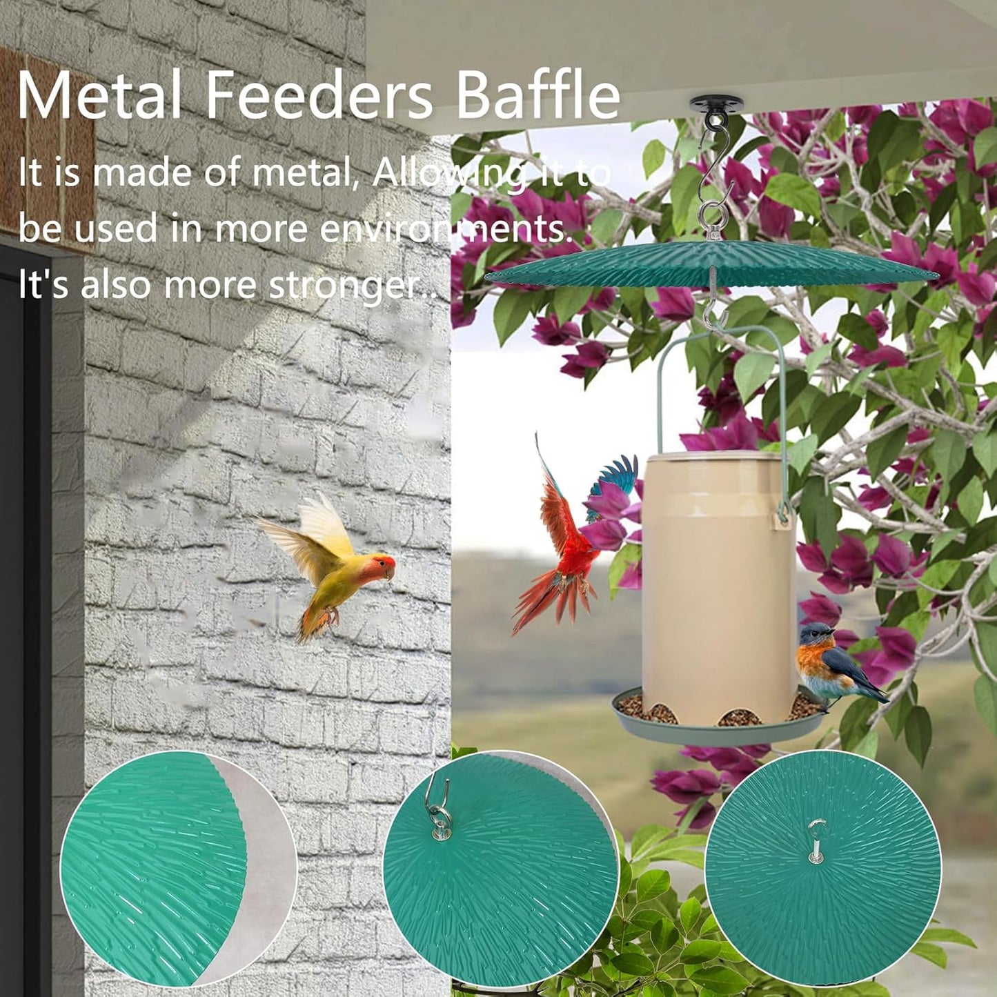 Bird Feeder Baffle，Humming Bird Feeders Cover for Hanging,13 inch Metal Squirrel Baffle Shield for Outside(Green(Green,1 Pack)