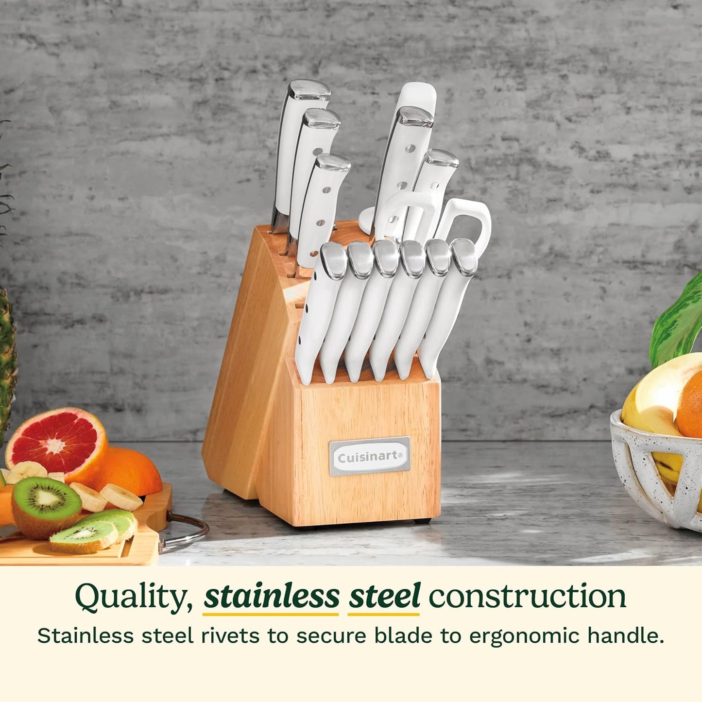 Cuisinart 15-Piece Knife Set with Block, High Carbon Stainless Steel, 
