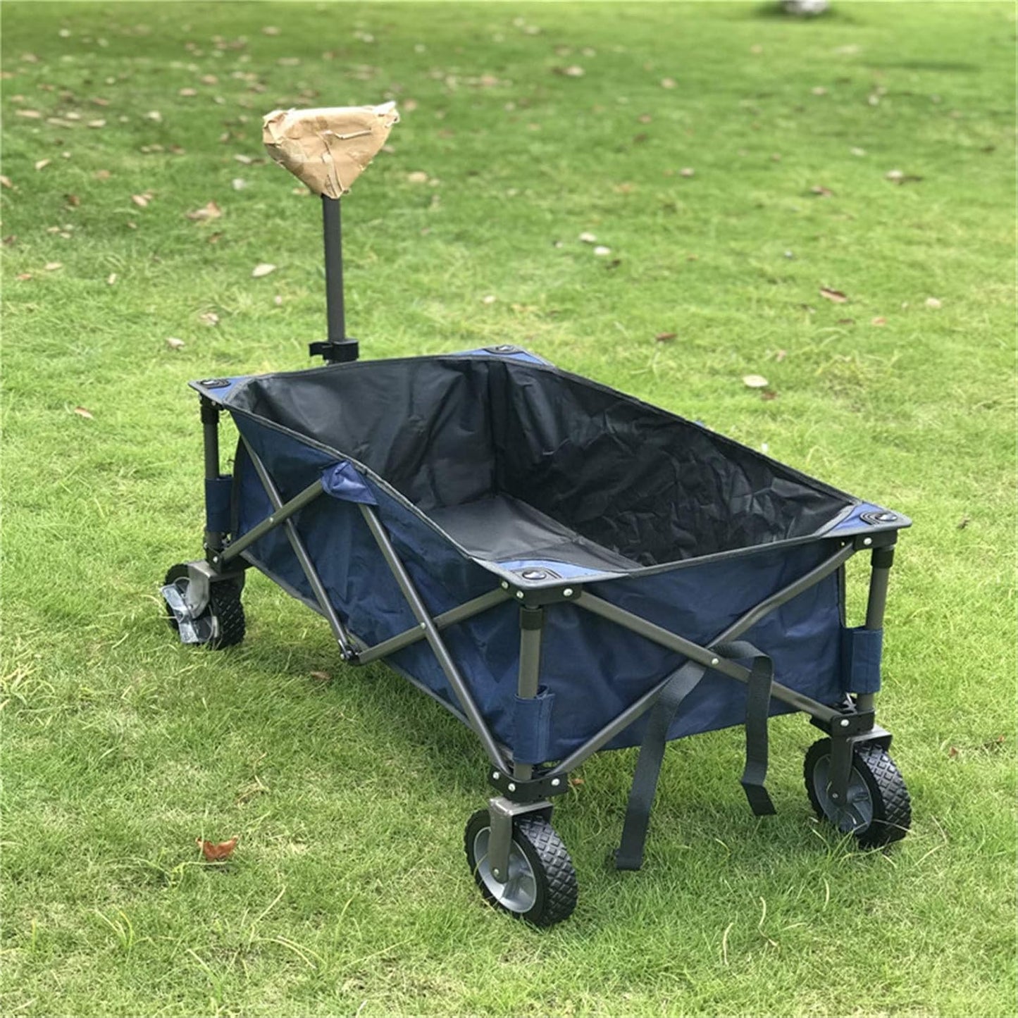 Garden Carts Picnic Camping Car Outdoor Camping Trolley Portable Folding Four-Wheel Beach Hand Trailer Outdoor Trolley (Color : Blue, Size : One Szie) (Blue One szie)