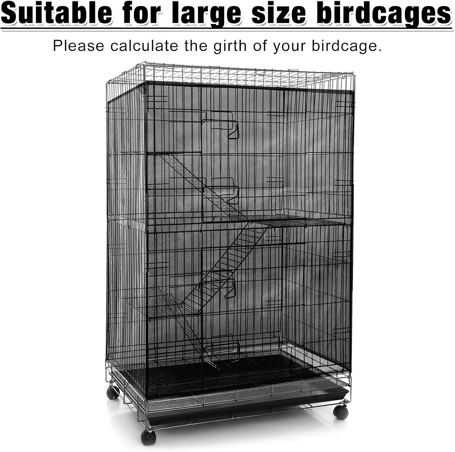 Shappy Large Bird Cage Seed Catcher,Bird Cage Cover Net Skirt Guard,Ad