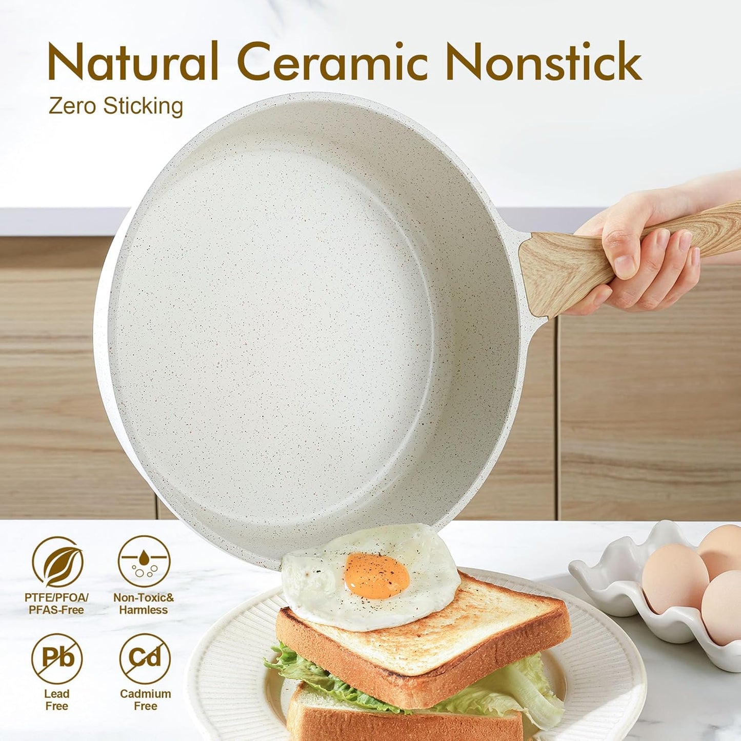 SENSARTE Nonstick Ceramic Cookware Set, 13-Piece Non-toxic Pots and Pa