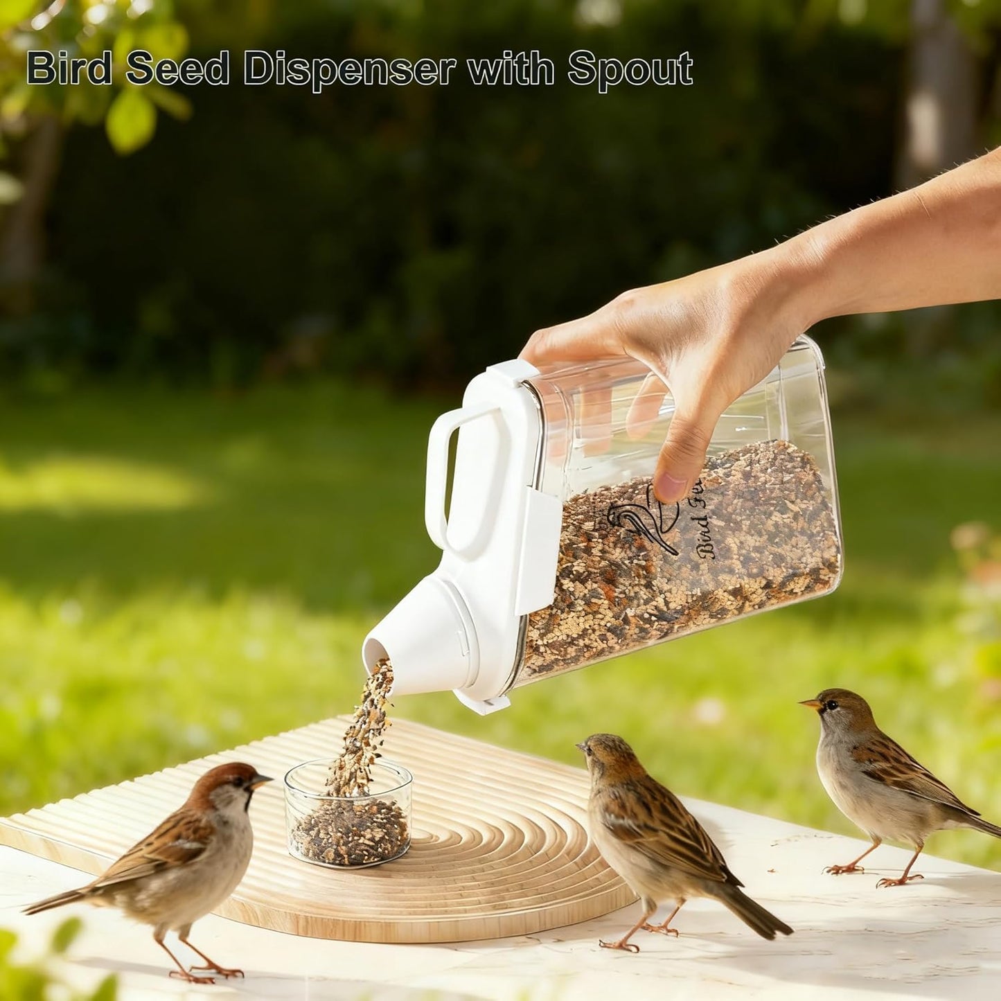 Bird Seed Storage Container Portable-3 Qt/2.8 L Clear Pet Food Contain