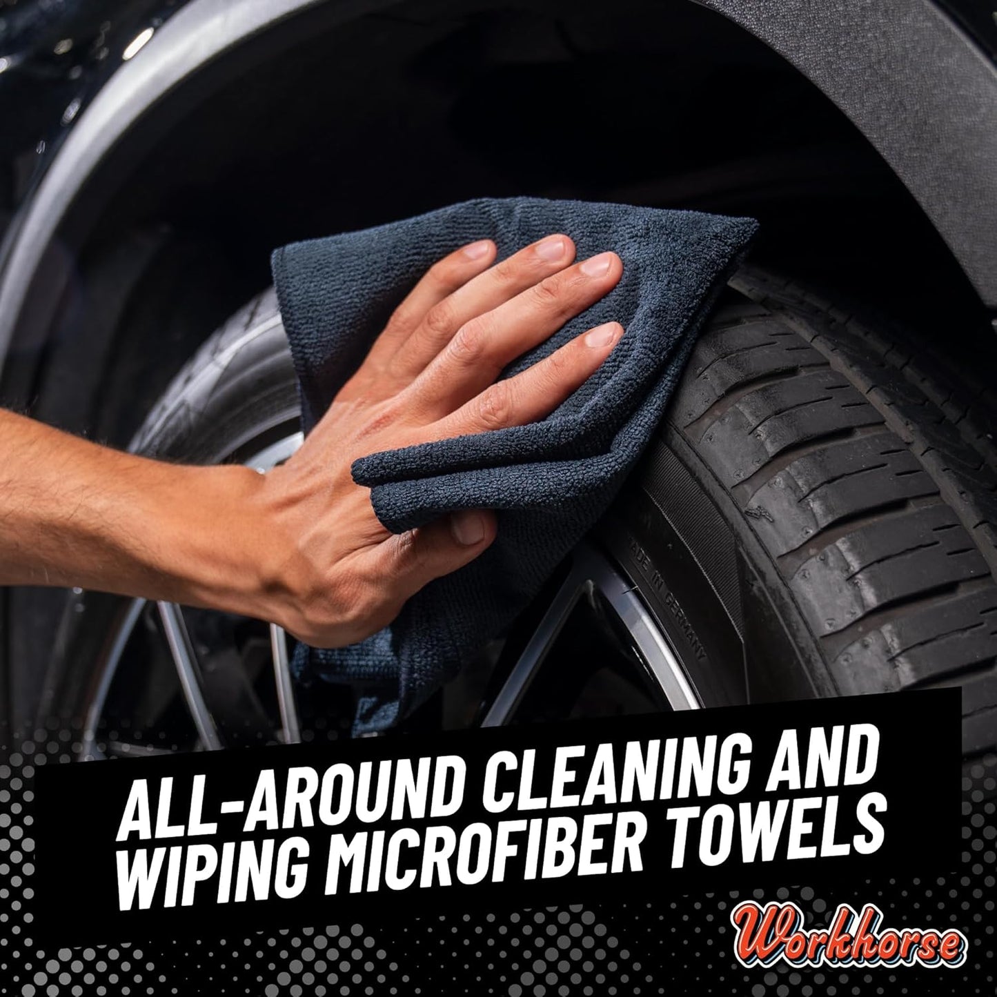 Chemical Guys Workhorse Professional Grade Microfiber Towels for Cars - Black 16x16 Inch Microfiber Cleaning Cloths for Home & Pet Drying, Soft & Scratch-Free, Washing, Drying & Cleaning, 3 Pack