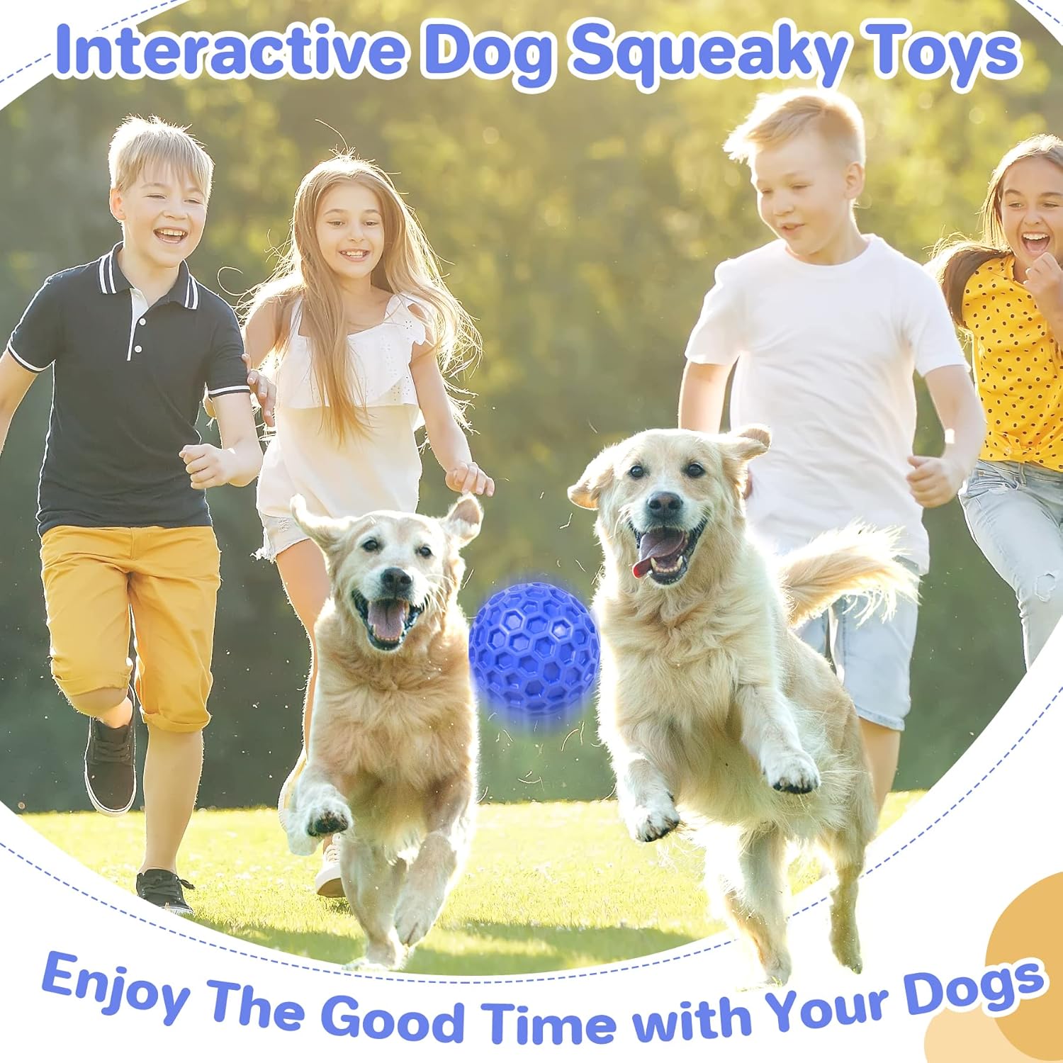 Indestructible Squeaky Dog Ball, Relieves Anxiety, Cleans Teeth, Inter