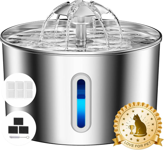 Cat Water Fountain Stainless Steel - 74oz/2.2L Pet Gift Dog Water Disp