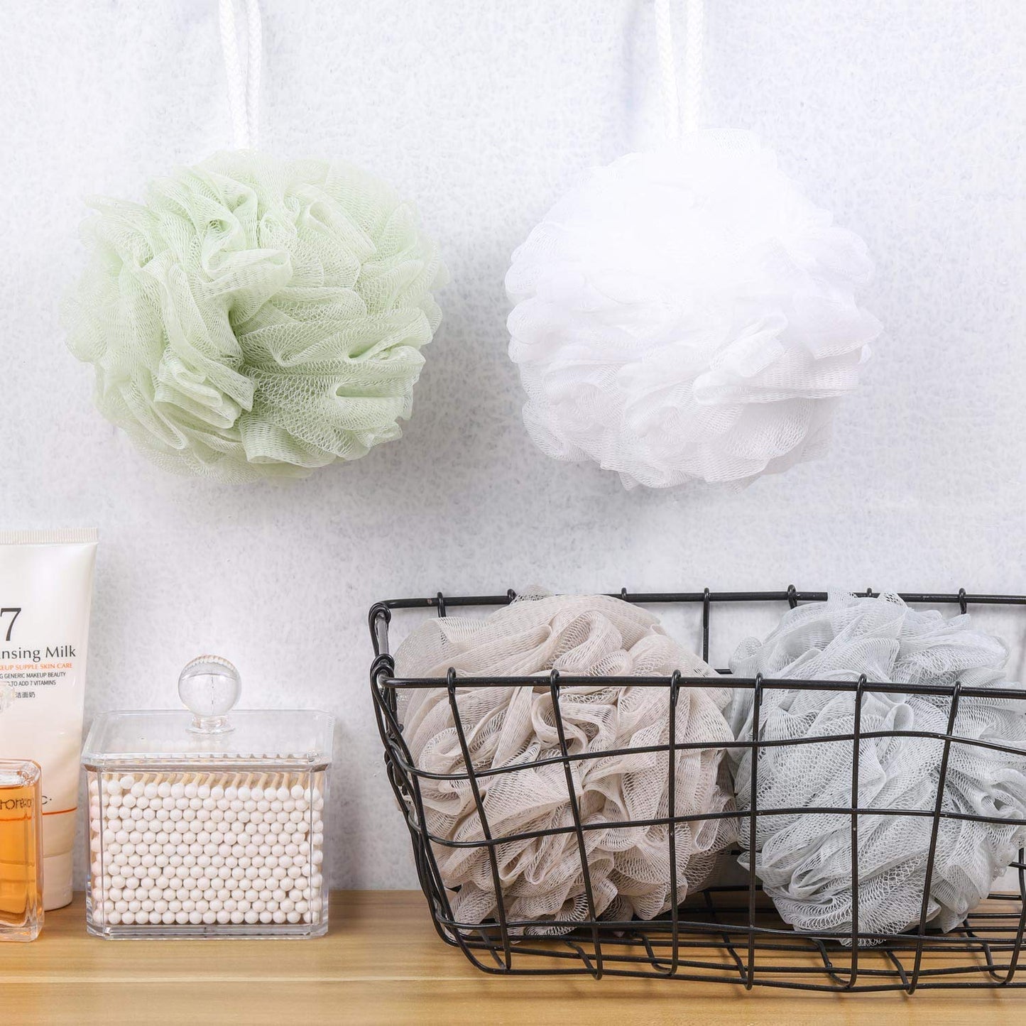 BTYMS Bath Sponge Shower Loofahs 60g Mesh Pouf Bath Scrunchies Body Wa