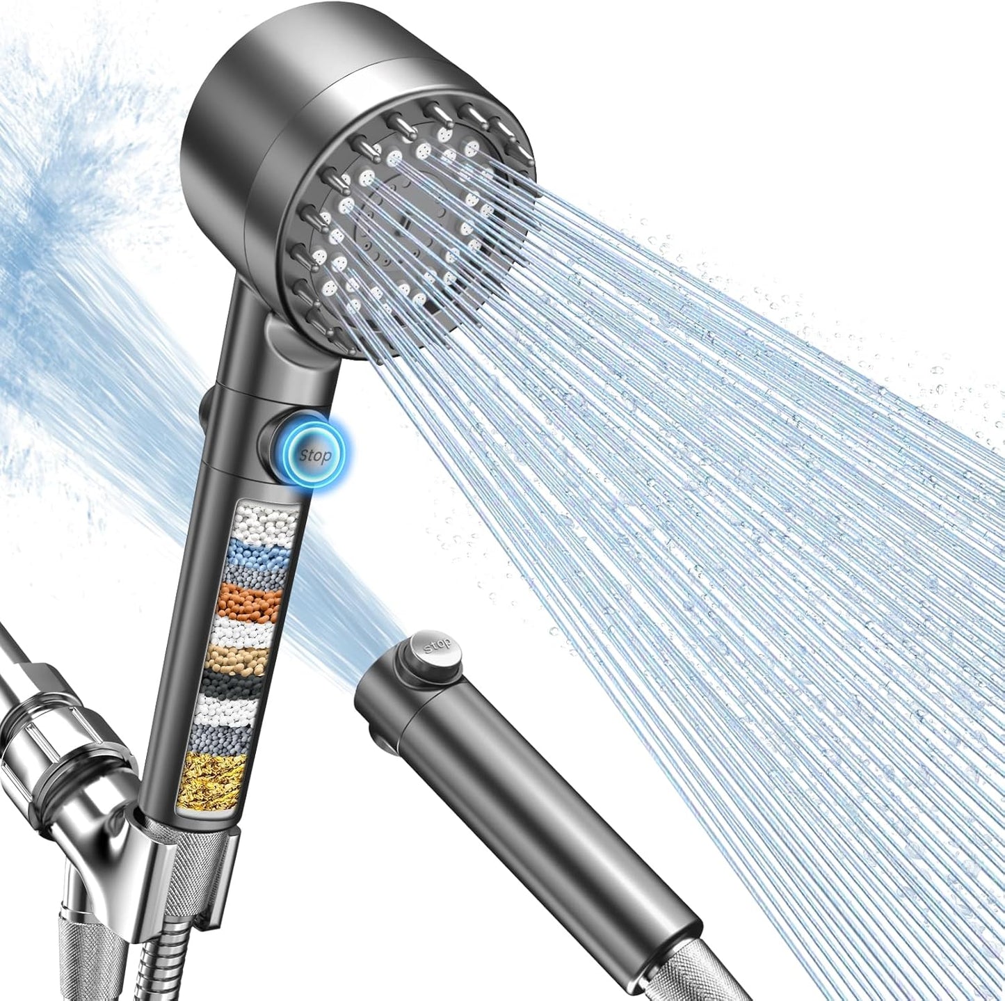 FEELSO Filtered Shower Head with Handheld, High Pressure 4 Spray Showe