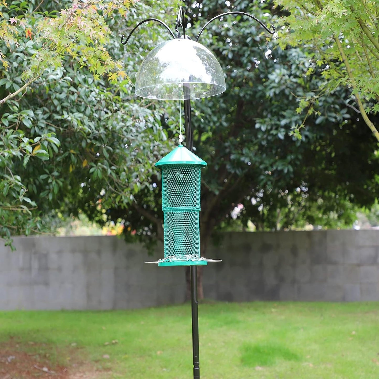 Squirrel Baffle for Shepherp's Hook, Or Squirrel Baffle for Hanging Bird Feeder,12" Clear Dome Protective Cover.