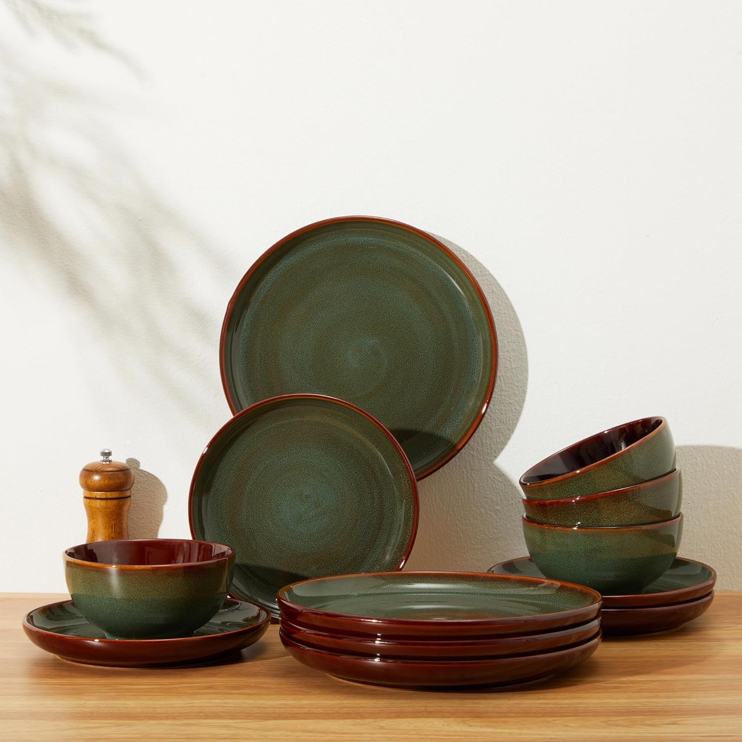 Stoneware Dinnerware Sets, Ceramic Plates and Bowls Set, Microwave & D