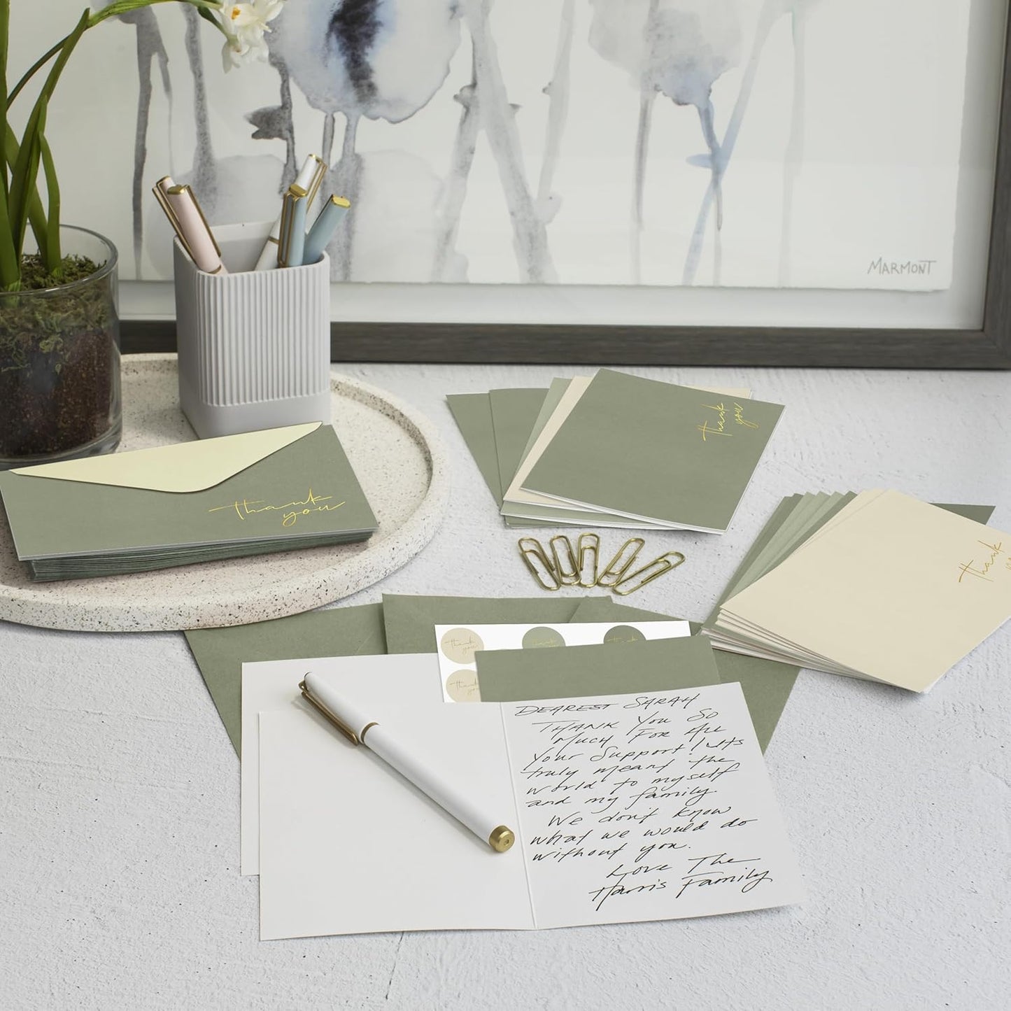 Beautiful Thank You Cards Set of 30 With Envelopes and Stickers - Elegant Blank Cards For Personalized Notes - Perfect Bulk Stationary Set For All Occasions incl. Weddings, Business & Baby Showers