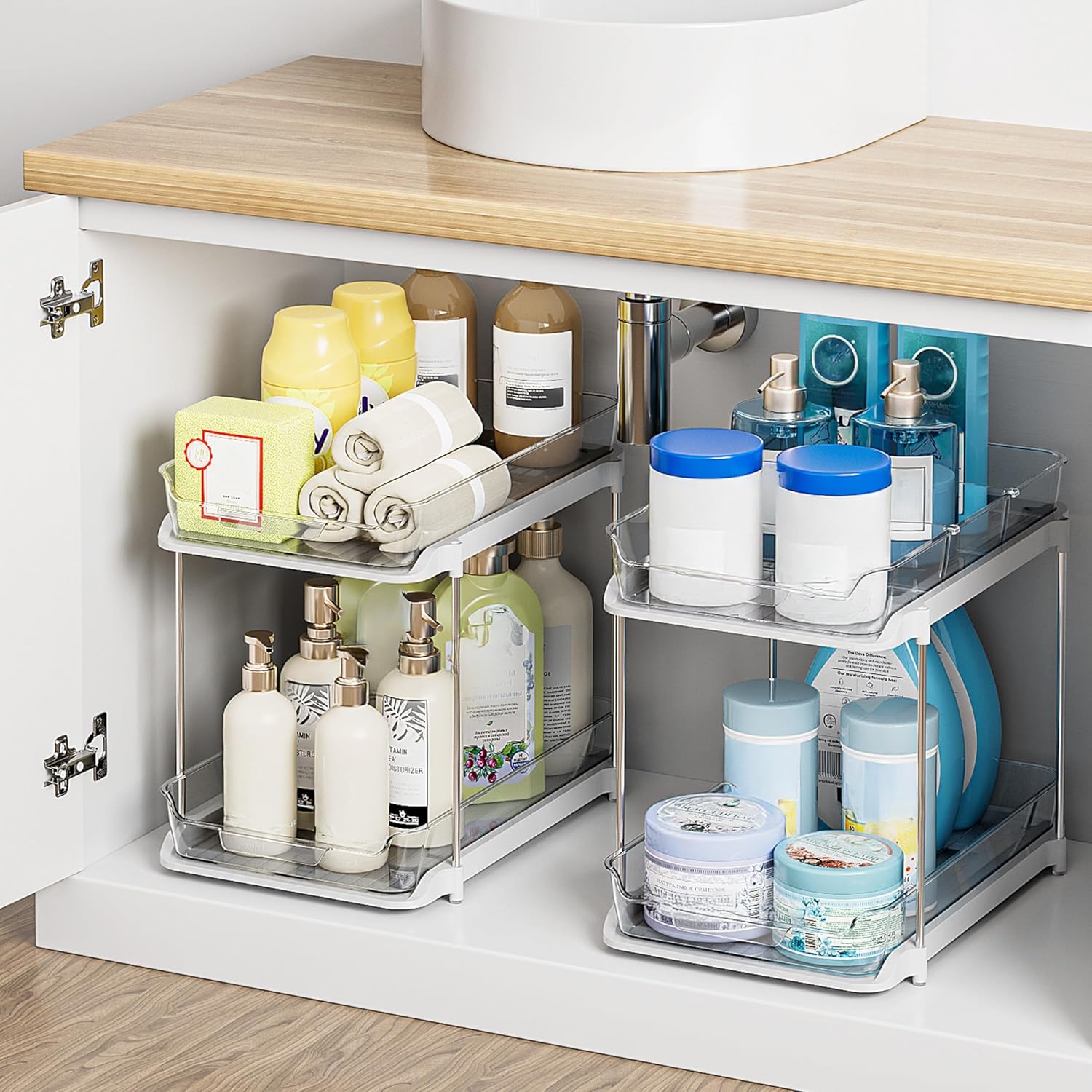 Delamu 2-Tier Multi-Purpose Bathroom Under Sink Organizers and Storage