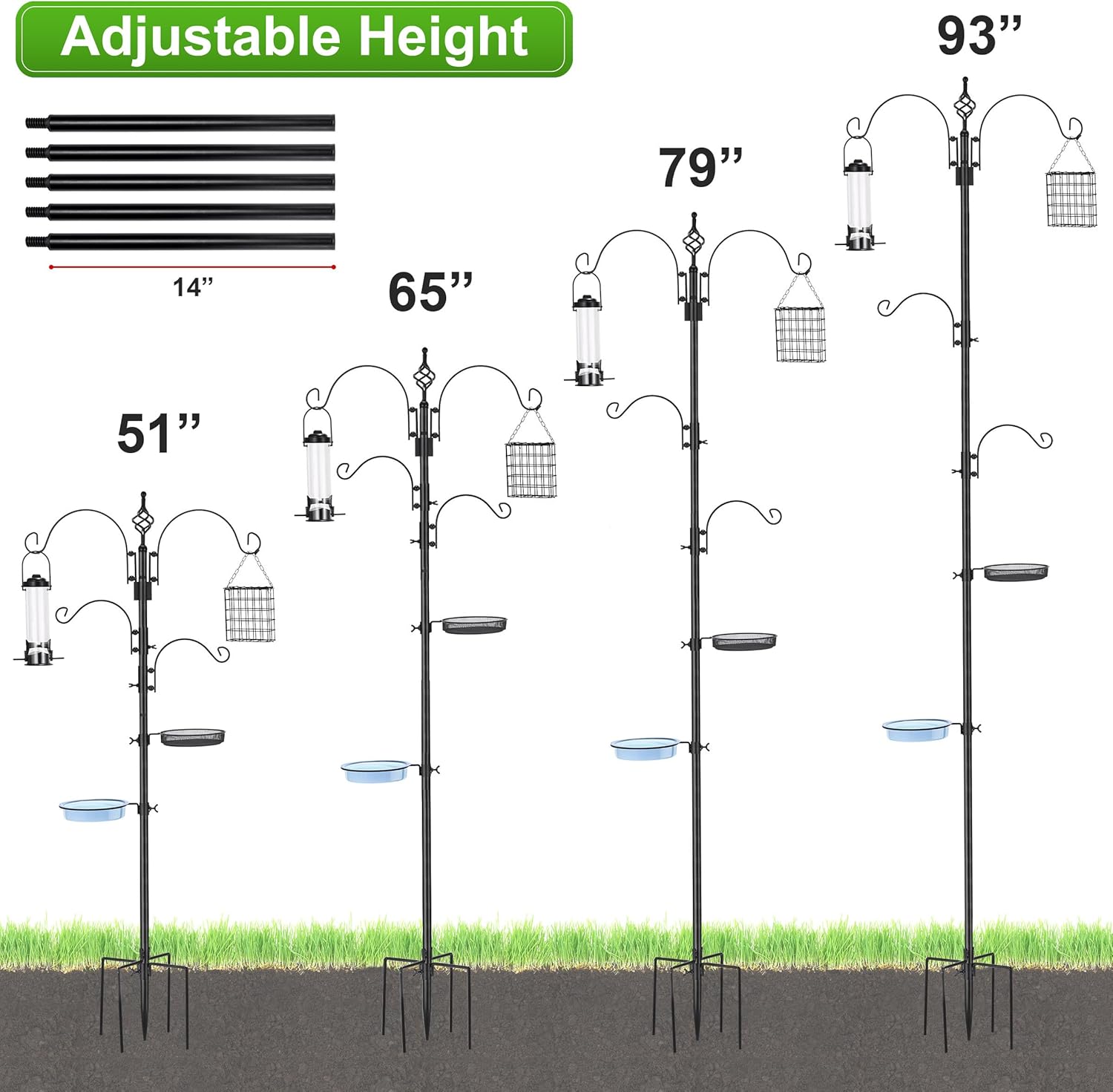 Sorbus Outdoor Feeding Station – 7ft Heavy-Duty Feeder Pole with Hange