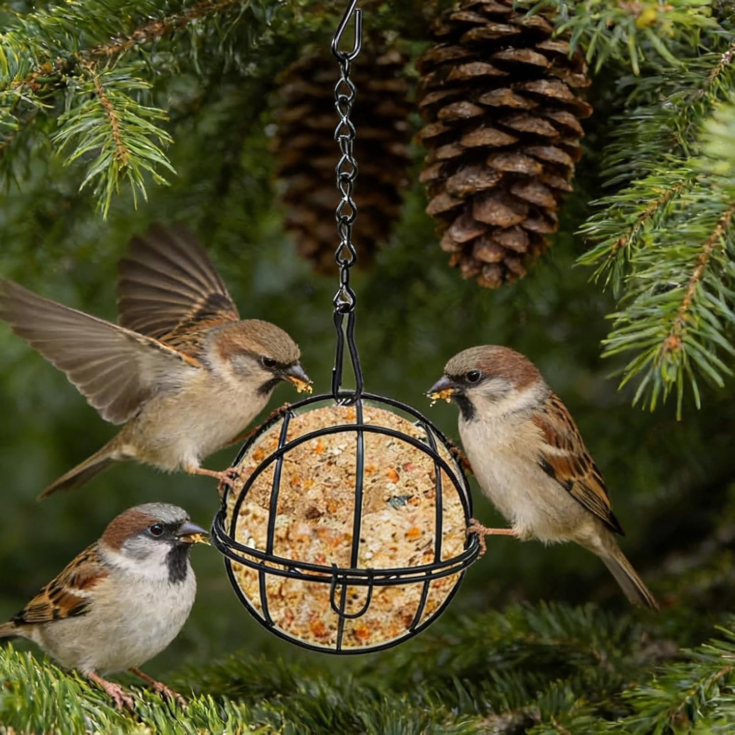 Bird Feeders for Outdoors | Metal Ball Shape Ornament,Wild Bird Feeder Stations with Chain,for Backyard Patio Lawn Window Balcony Deck