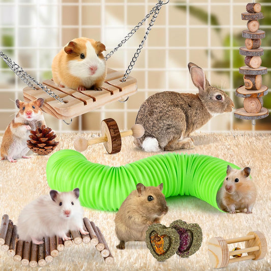 VESPRO Hamster Toys Set, Guinea Pig Toys Small Animal Chewing Toy and 
