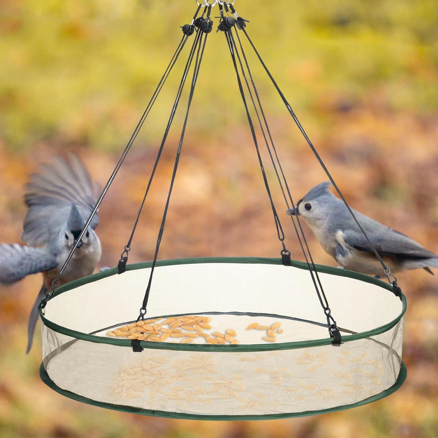 2 Pieces Universal Wild Bird Seed Catcher Hanging Hoop Platform Bird Seed Catcher Tray for Hummingbird Feeders Bee Feeder Outdoor Garden Accessories (24 Inch)