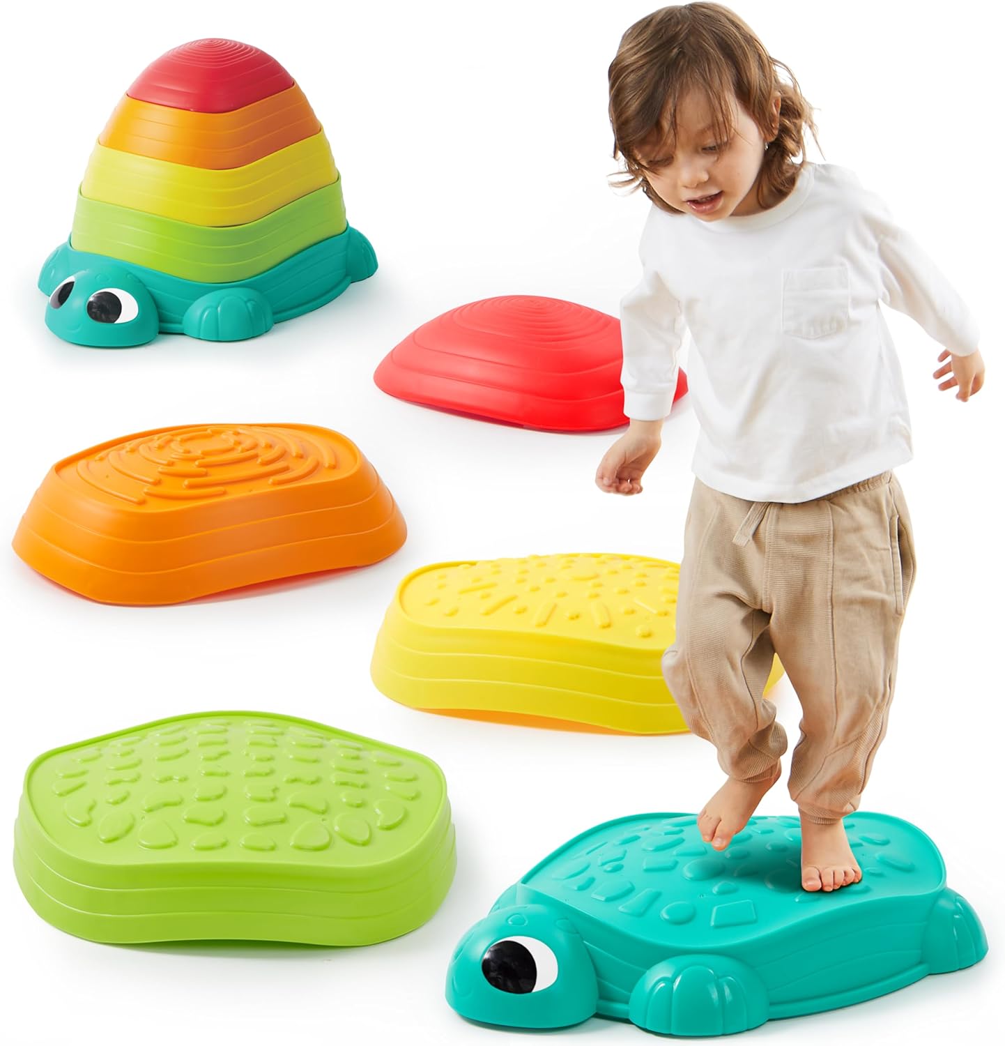 JOYIN 5 Pcs Turtle Balance Stepping Stones, Kids Turtle Path Jumping S