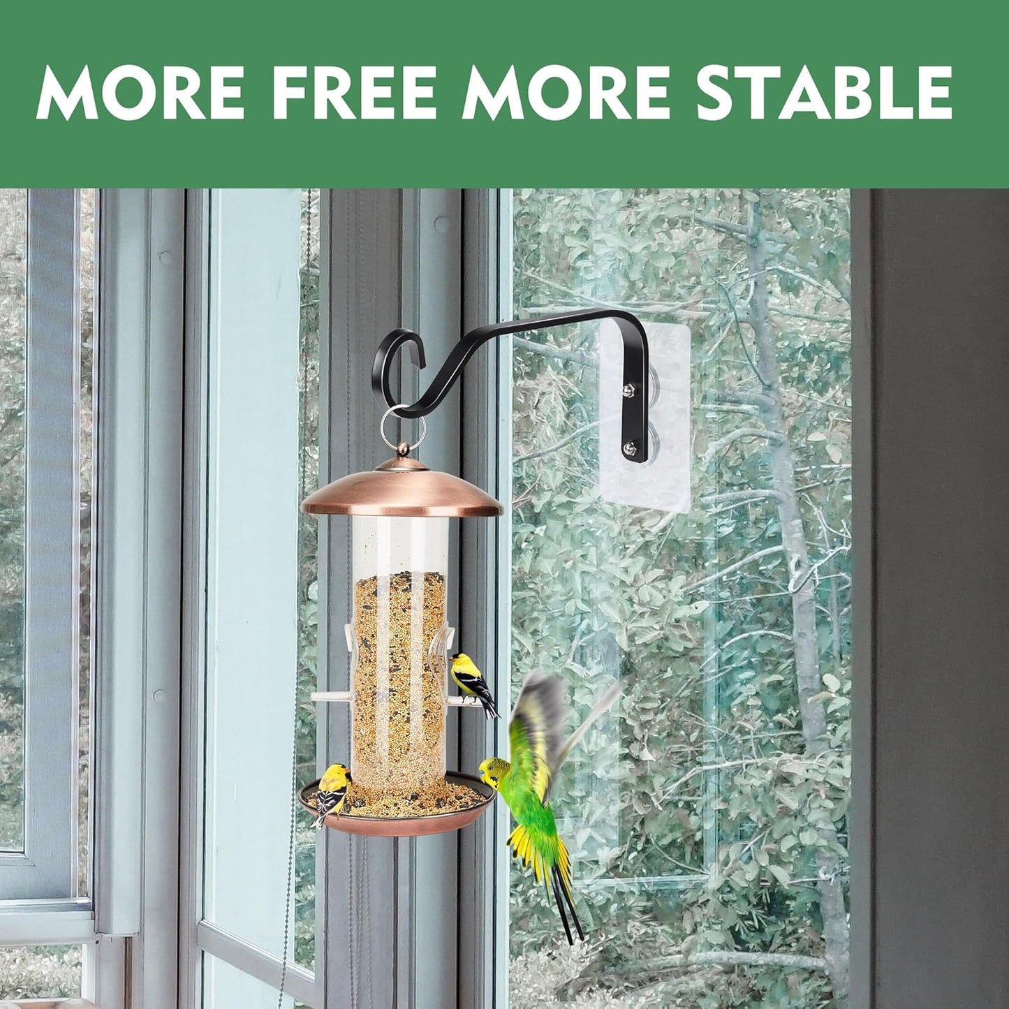 DECOHS 3 Pcs Window Bird Feeder Hanger Hook- Strong Load-Bearing Hanging Bird Feeder Hooks- Window Mounted Bird Feeder Bracket for Bird Feeders, Wind Chimes & Plants (Bird Feeder Not Included)