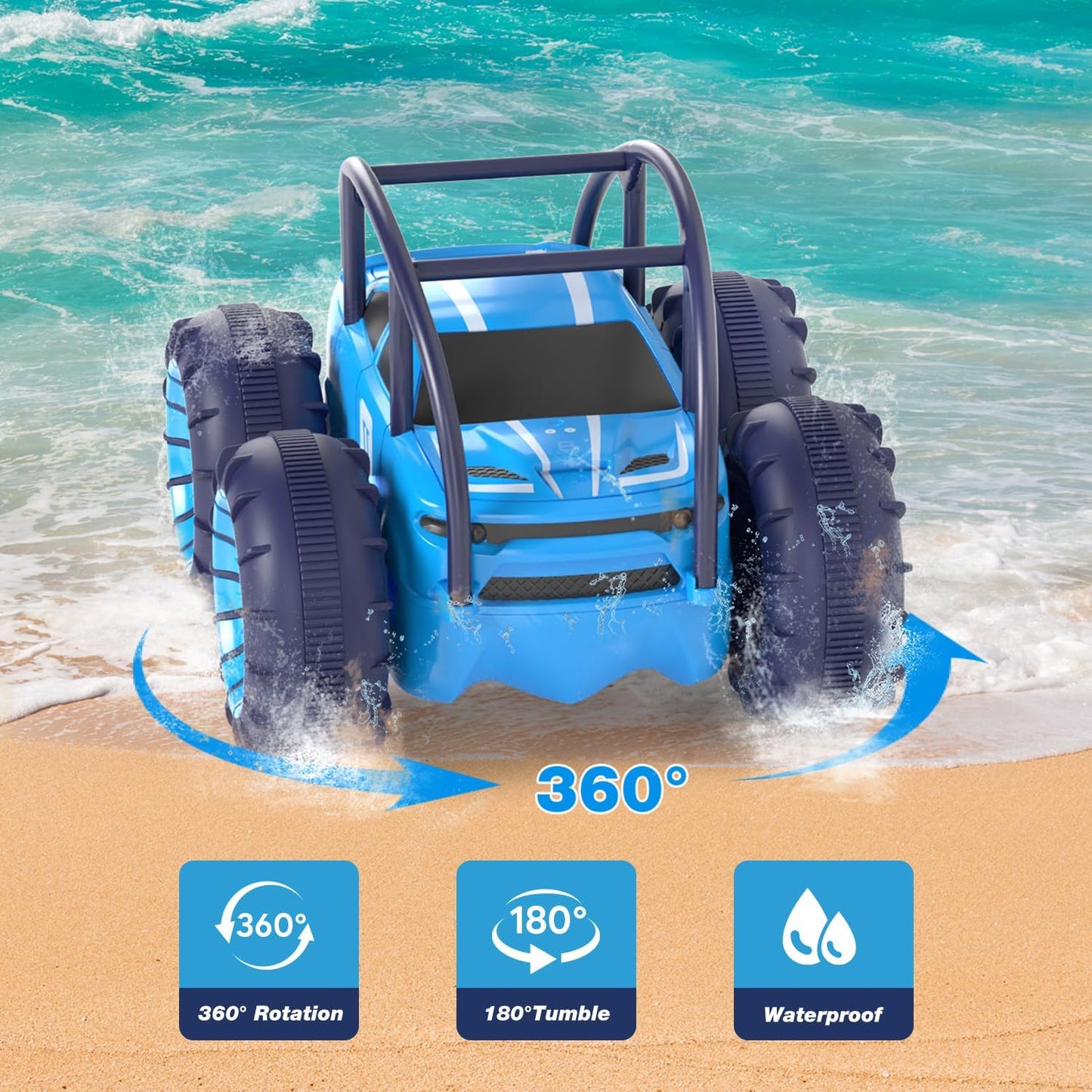 MaxTronic Amphibious Remote Control Car,Rechargeable RC Cars Toy 360° 