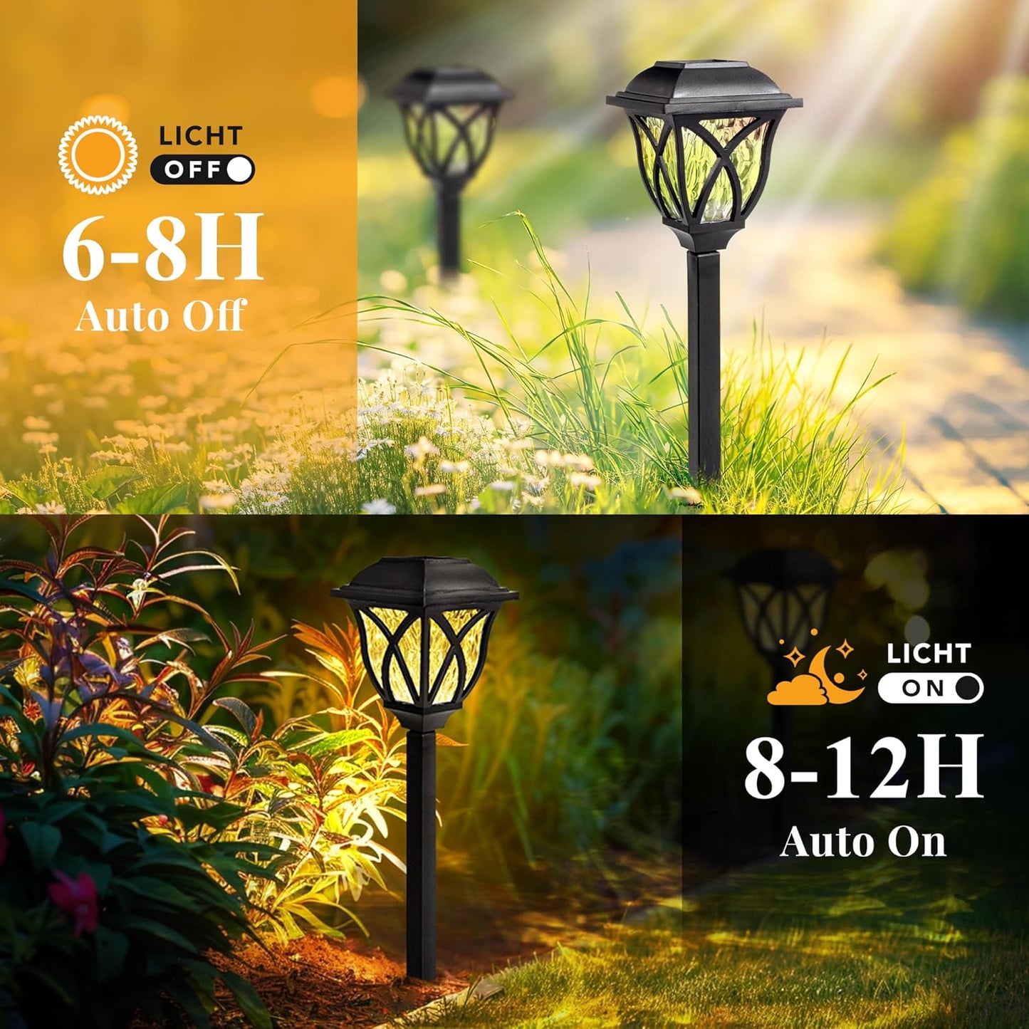 GIGALUMI 6 Pack Solar Lights Outdoor Waterproof, LED Solar Garden Ligh