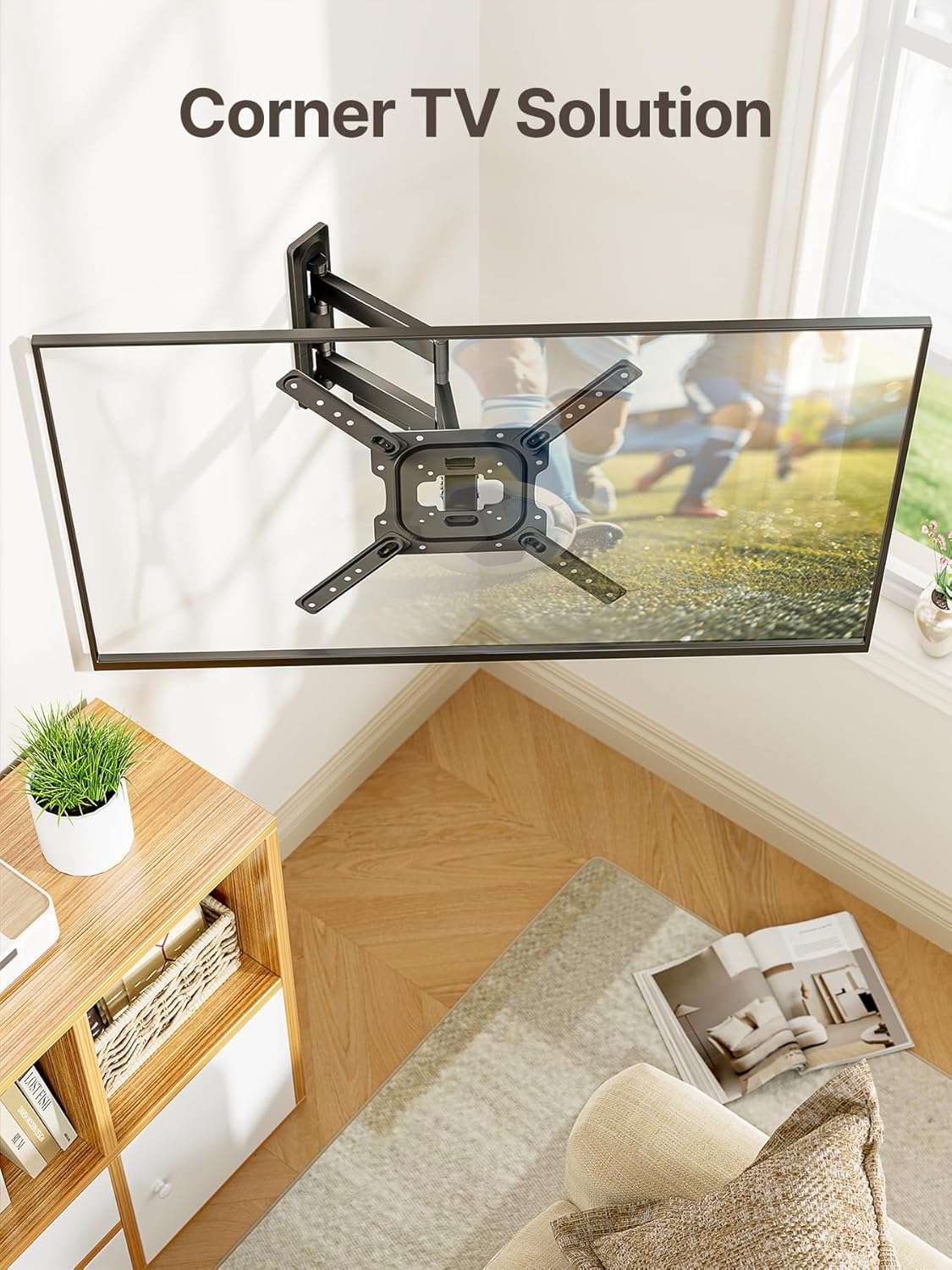 monTEK Full Motion TV Wall Mount for 23–65 Inch Flat & Curved TVs and 
