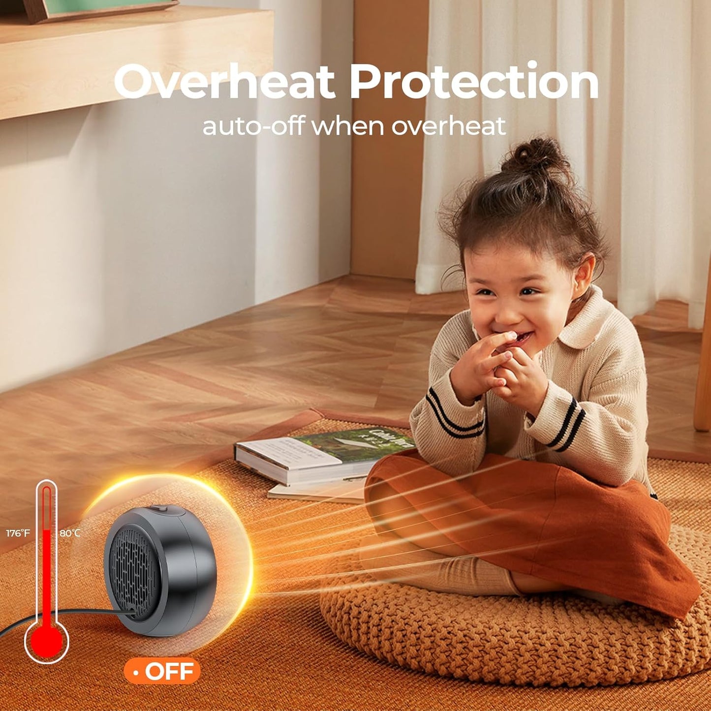 Space Heater, Portable Electric 500W PTC Ceramic Heaters for Indoor Us