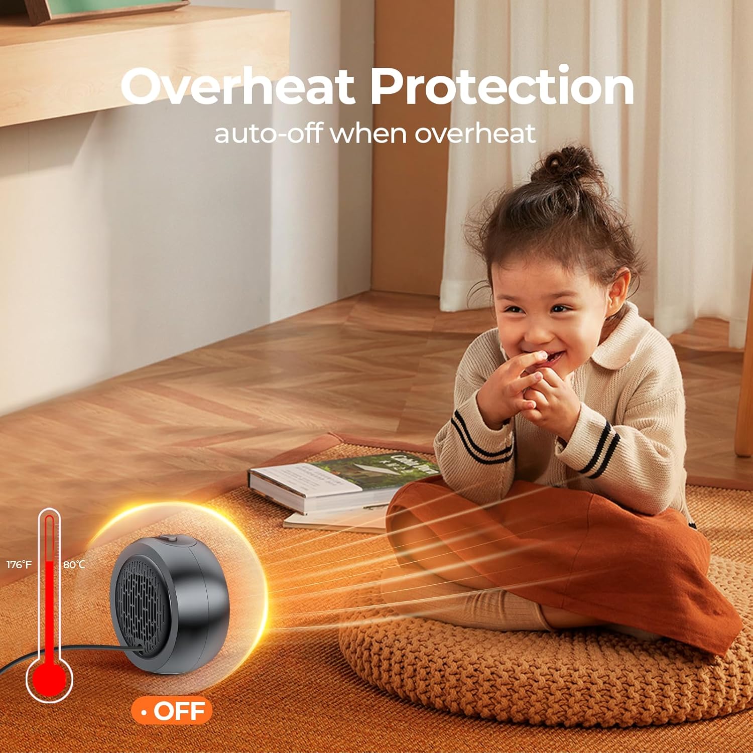 Space Heater, Portable Electric 500W PTC Ceramic Heaters for Indoor Us