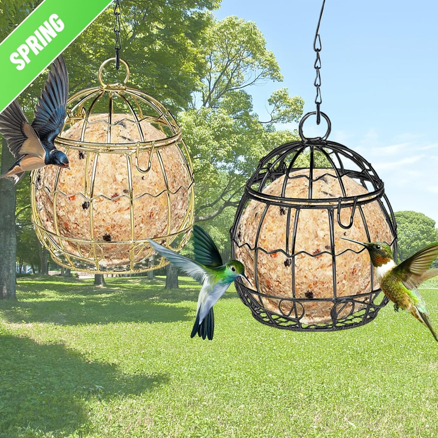 8pcs Suet Ball Feeders - Metal Hanging Bird Feeder with Hooks for Wild Birds Outdoor Garden