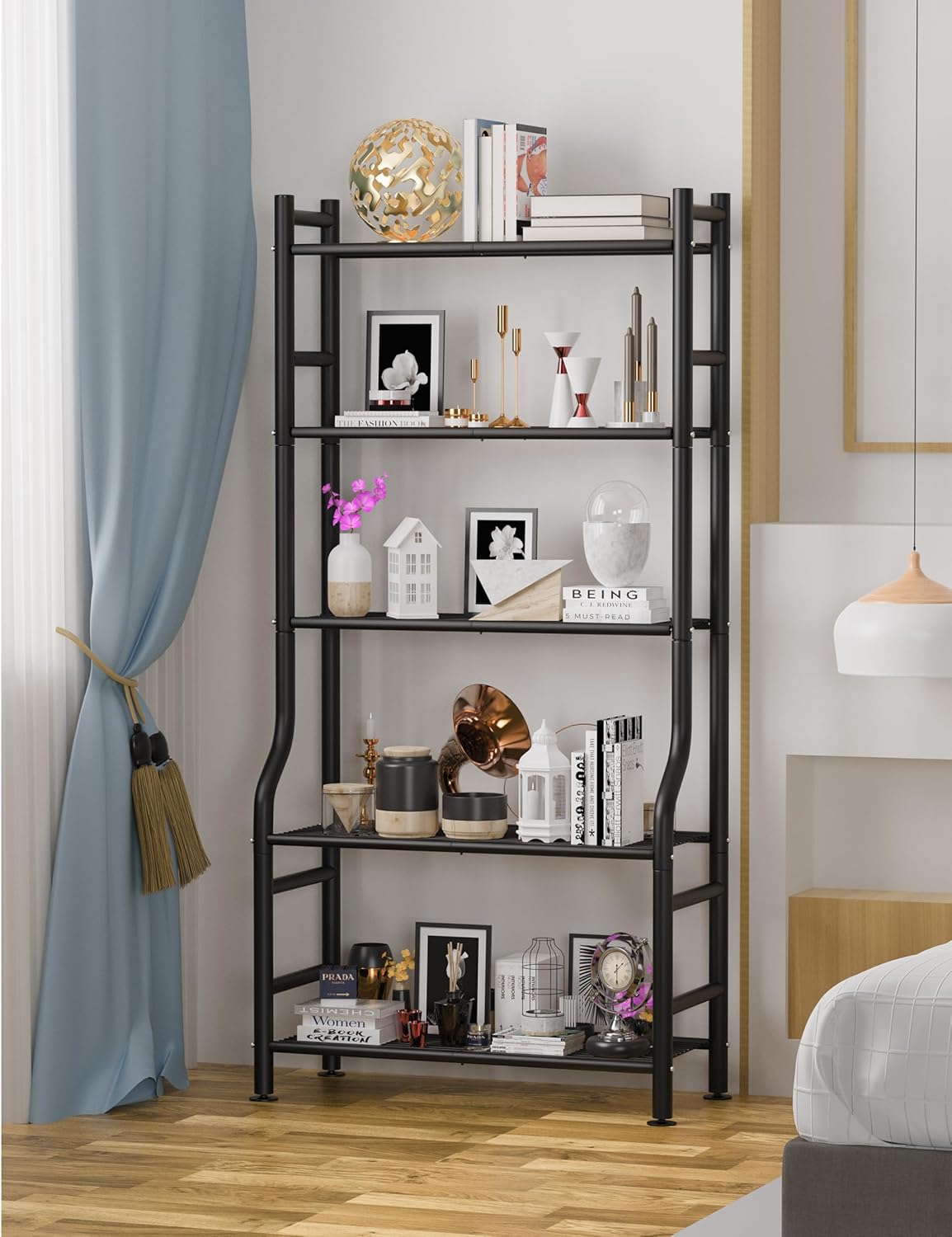 5-Tier Plant Stand Indoor Outdoor, 64" Tall Metal Ladder Shelf for Mul