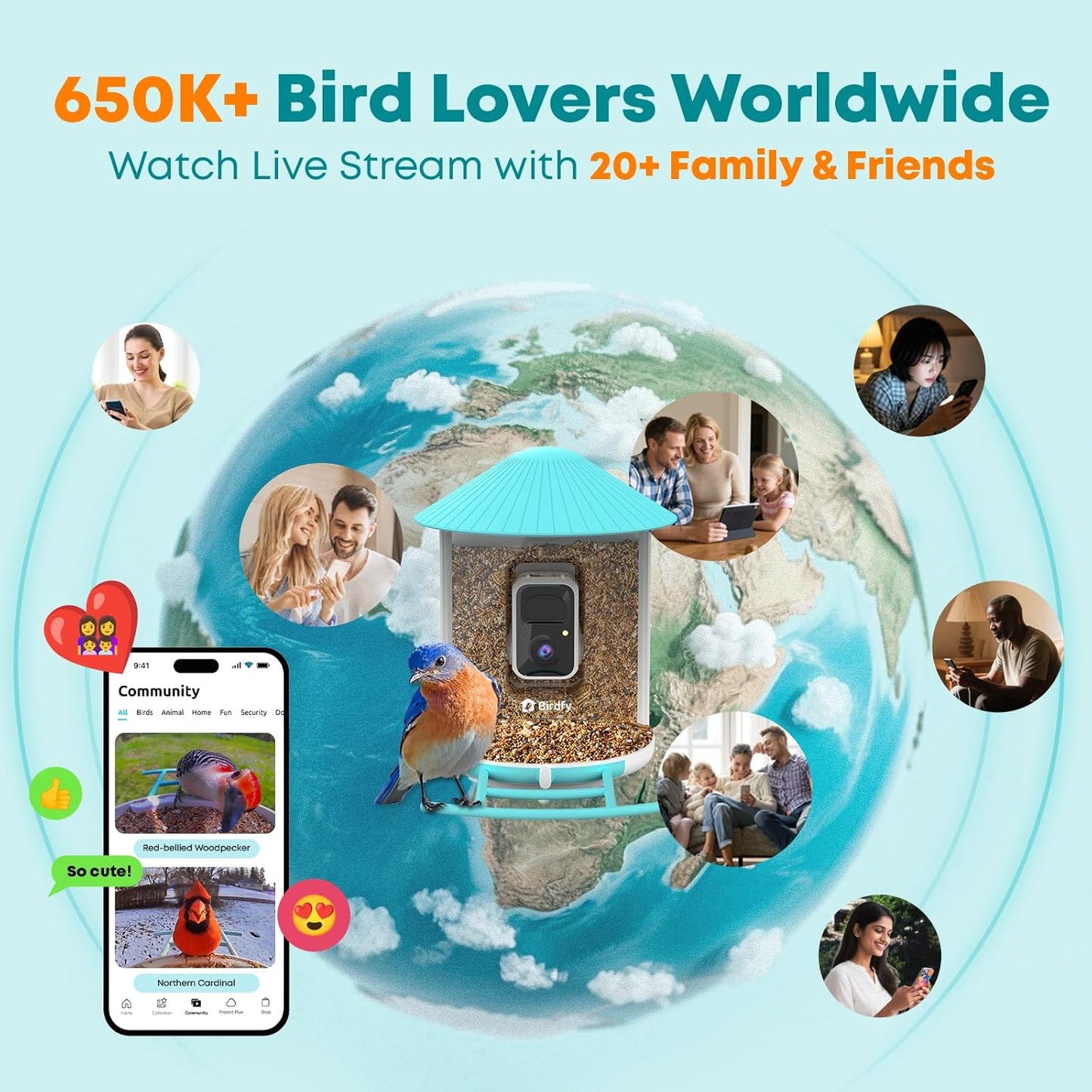 NETVUE by Birdfy Smart Bird Feeder with AI Camera, Auto Capture Videos & Motion Detection, Live Steam, Wireless Wildbird Watching, Outdoor Backyard Birder(AI by Subscription)
